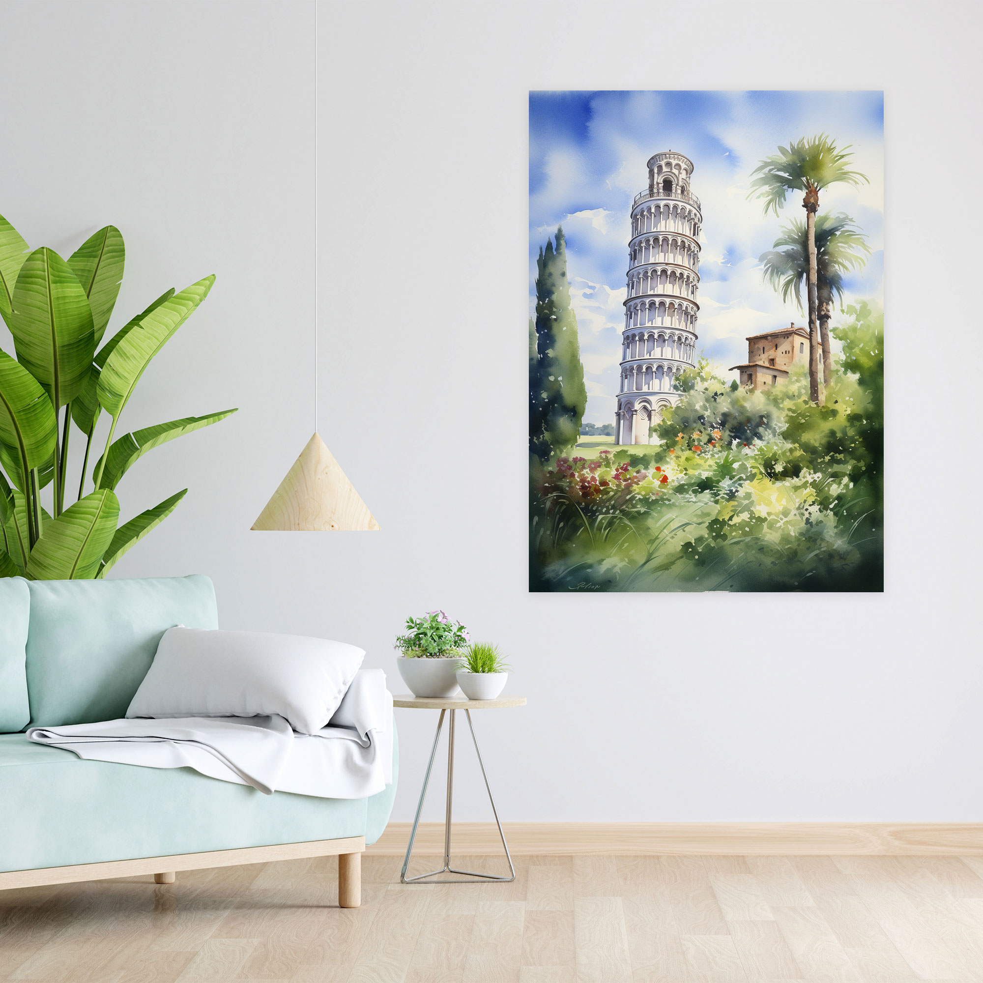 Leaning Tower Of Pisa Canvas Print - Leaning Tower Of Pisa, Wall Decoration, Canvas, Watercolor Painting
