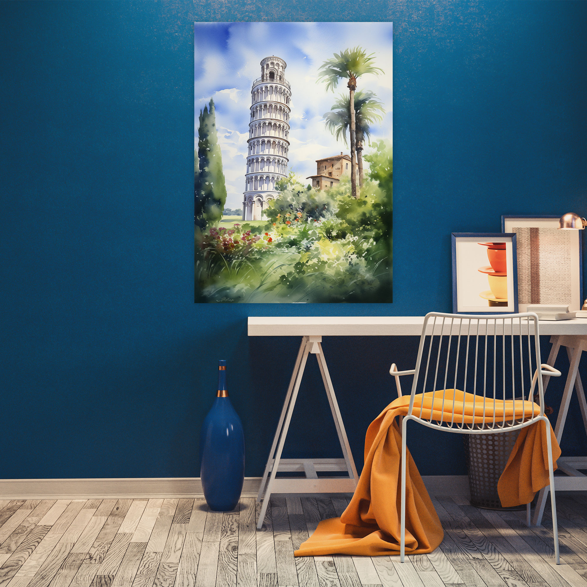 Leaning Tower Of Pisa Canvas Print - Leaning Tower Of Pisa, Wall Decoration, Canvas, Watercolor Painting