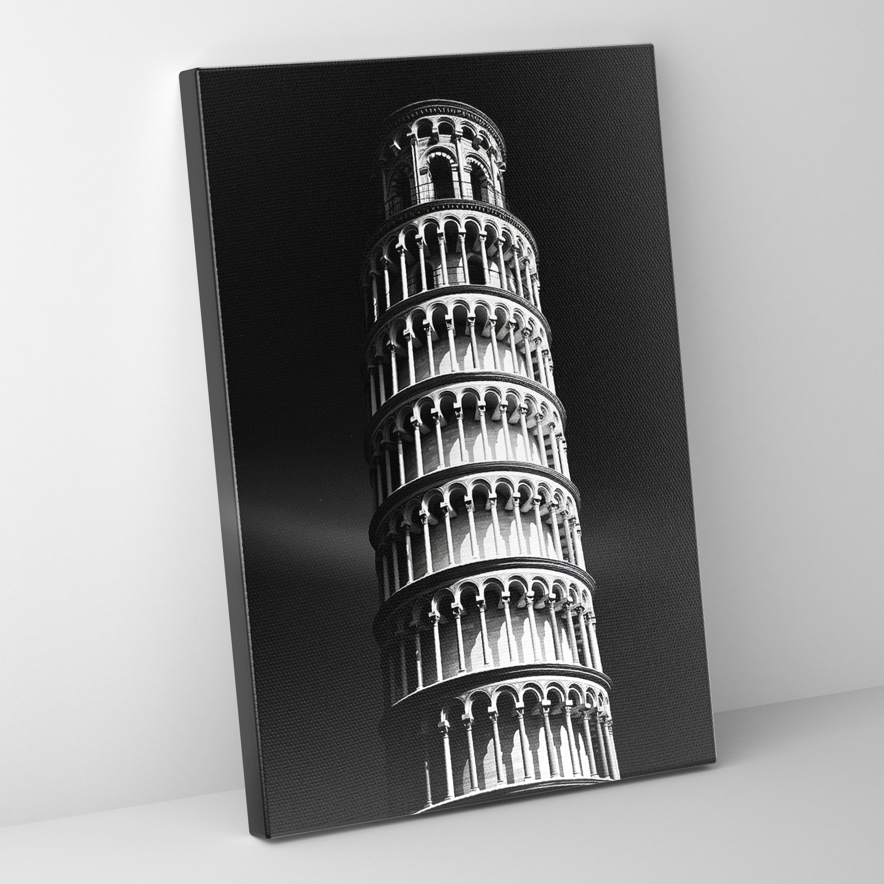 Pisa Eğri Kulesi Duvar Sanatı - Siyah Beyaz Fotoğraf Zarafet Duvar Dekorasyonu