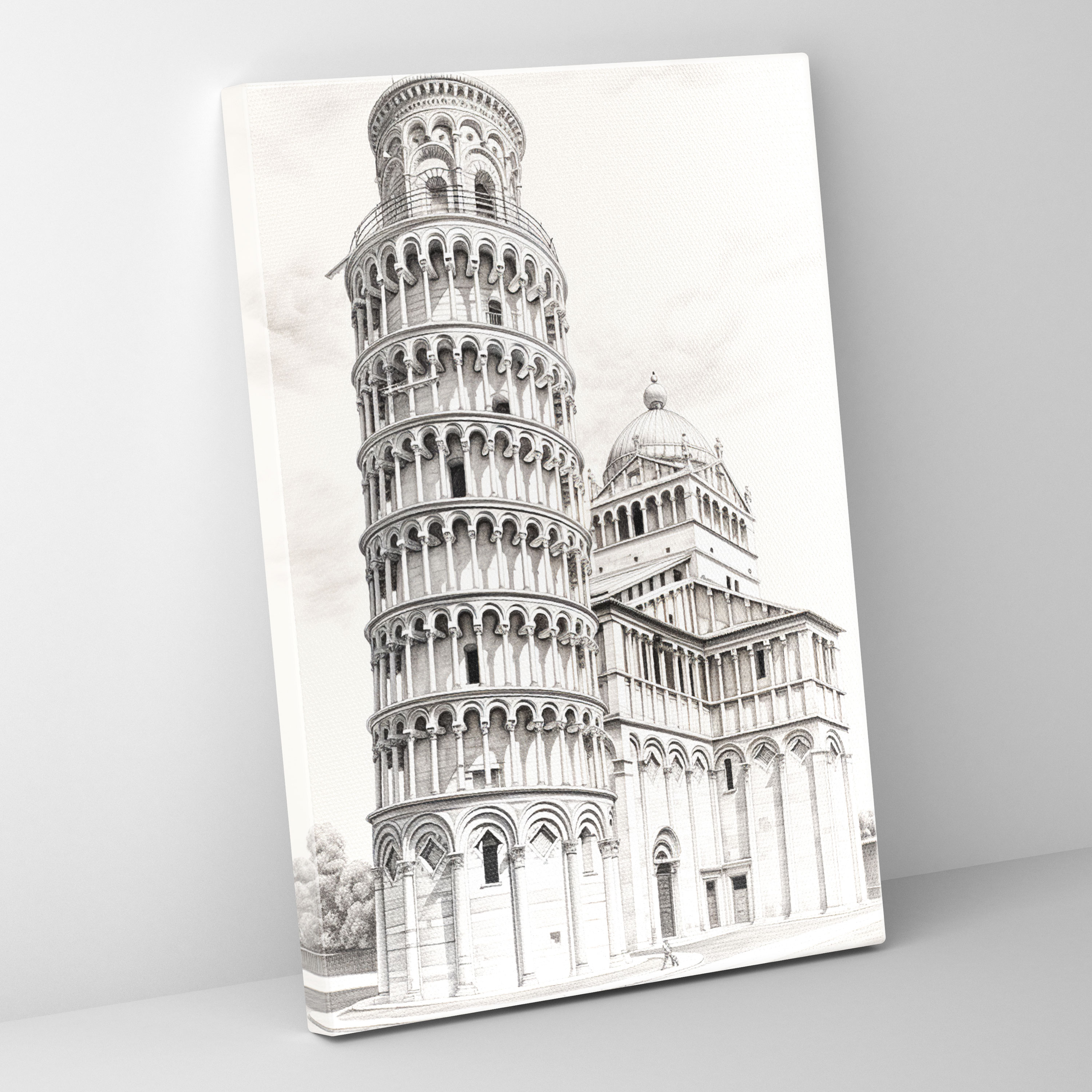 Leaning Tower Of Pisa Wall Art - Leaning Tower Of Pisa, Wall Decoration, Realistic Sketch, Sophistication