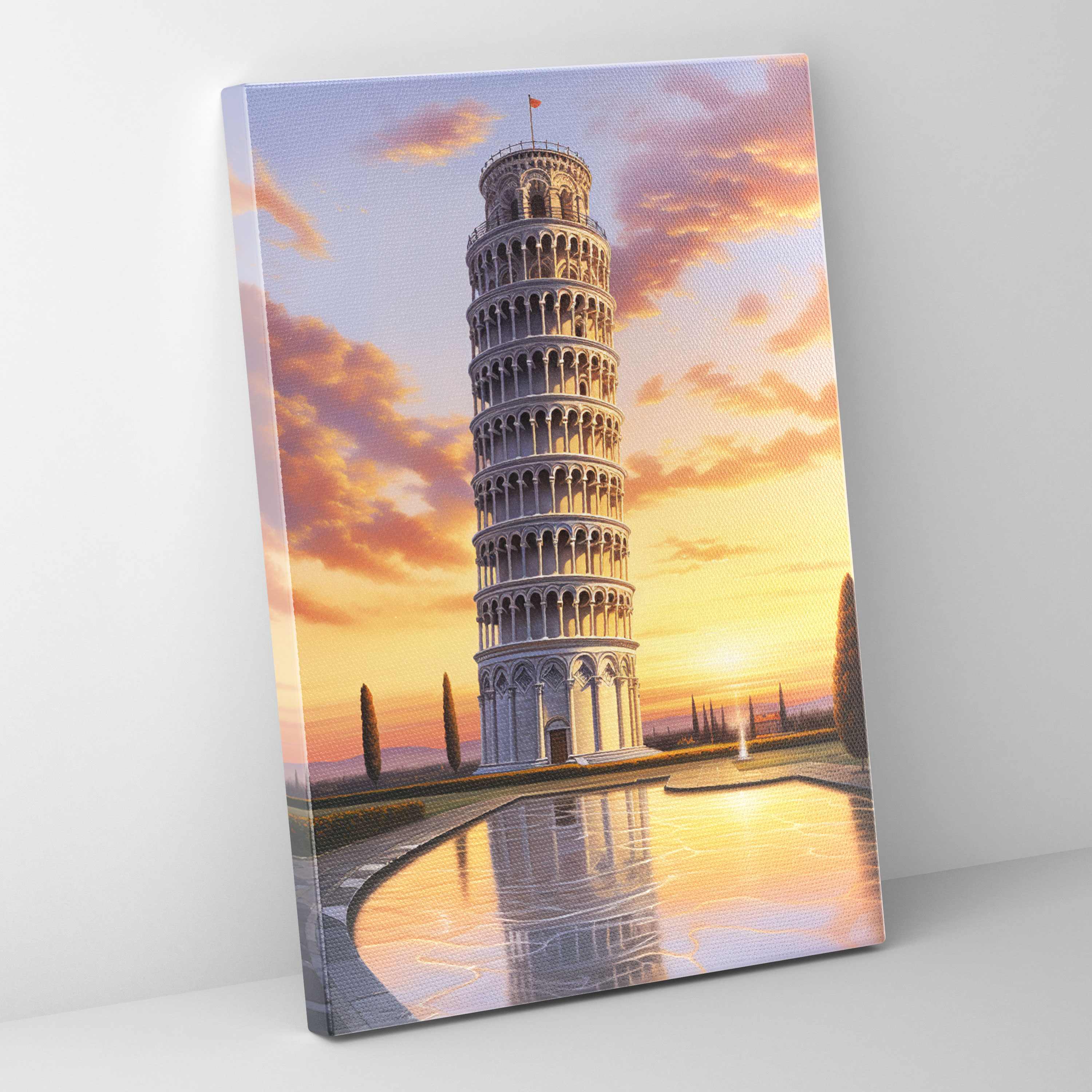 Leaning Tower Of Pisa Canvas Print - Leaning Tower Of Pisa, Pastel Painting, Canvas, Leaning Tower Of Pisa