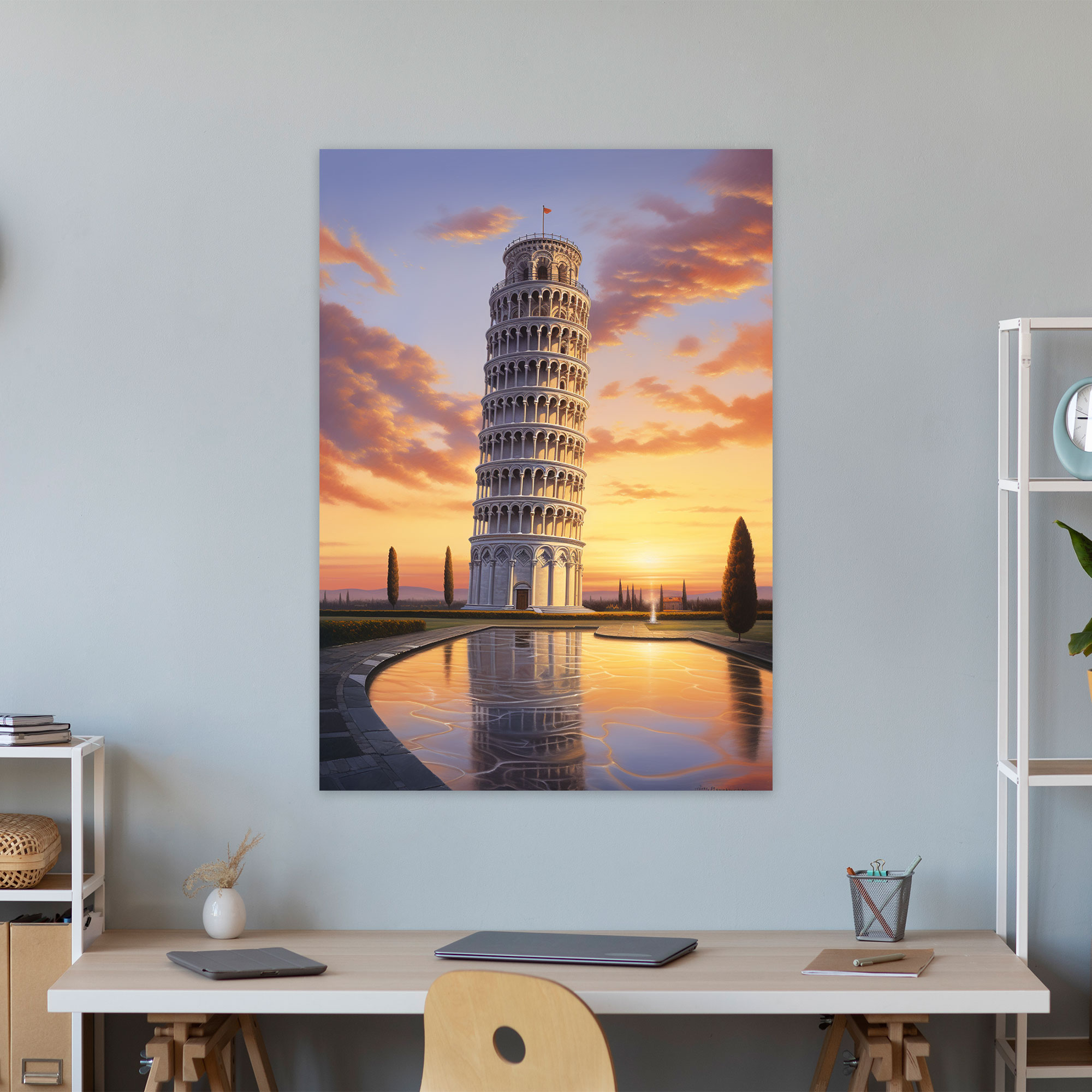 Leaning Tower Of Pisa Canvas Print - Leaning Tower Of Pisa, Pastel Painting, Canvas, Leaning Tower Of Pisa