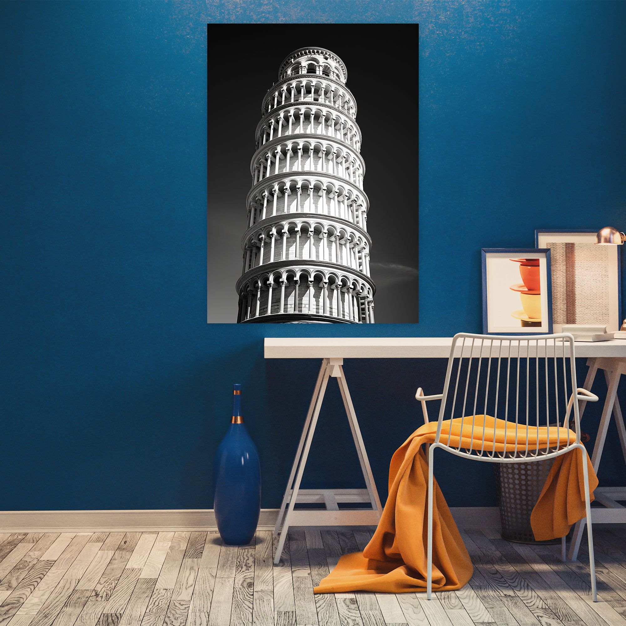 Leaning Tower Of Pisa Wall Art - Leaning Tower Of Pisa, Canvas Wall Art, Home Decoration, Black And White Photograph