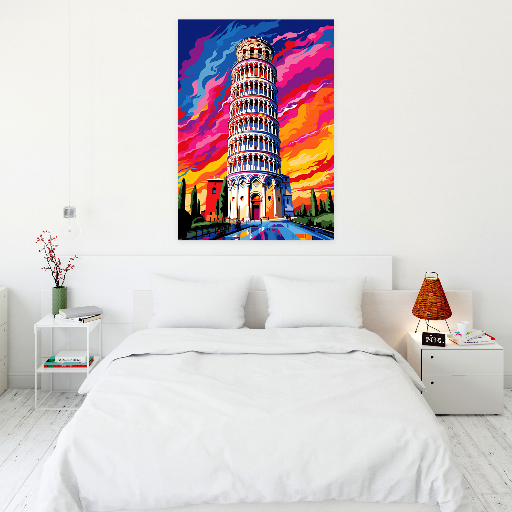 Pisa Eğik Kulesi Pop Art Kanvas Tablo - Ev Dekorasyonu Kanvas Tablo
