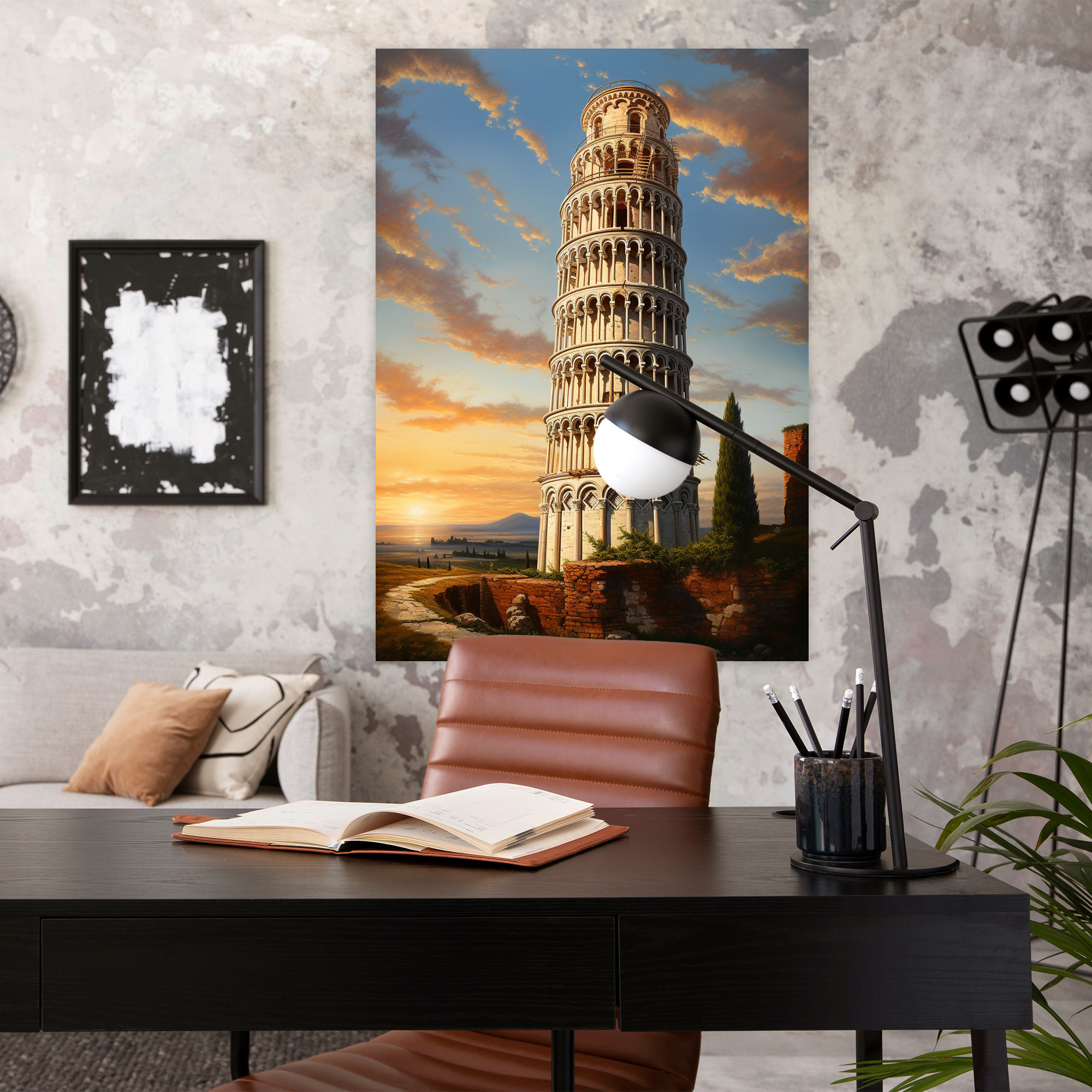 Leaning Tower Of Pisa Realistic Canvas Print - Leaning Tower Of Pisa, Canvas Wall Art, Wall Art, Sophistication