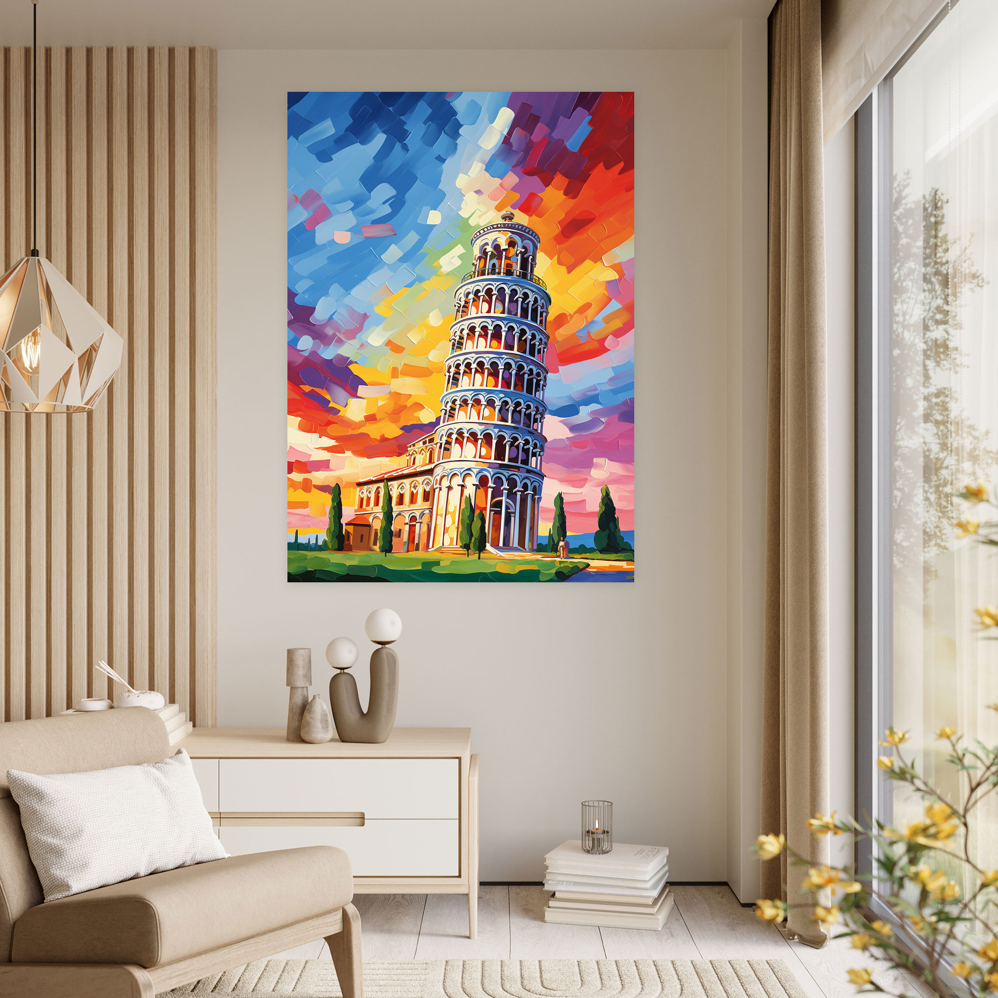 Pisa Eğik Kulesi Tablo Sanatı - Ev Dekorasyonu İzlenimci Tarz