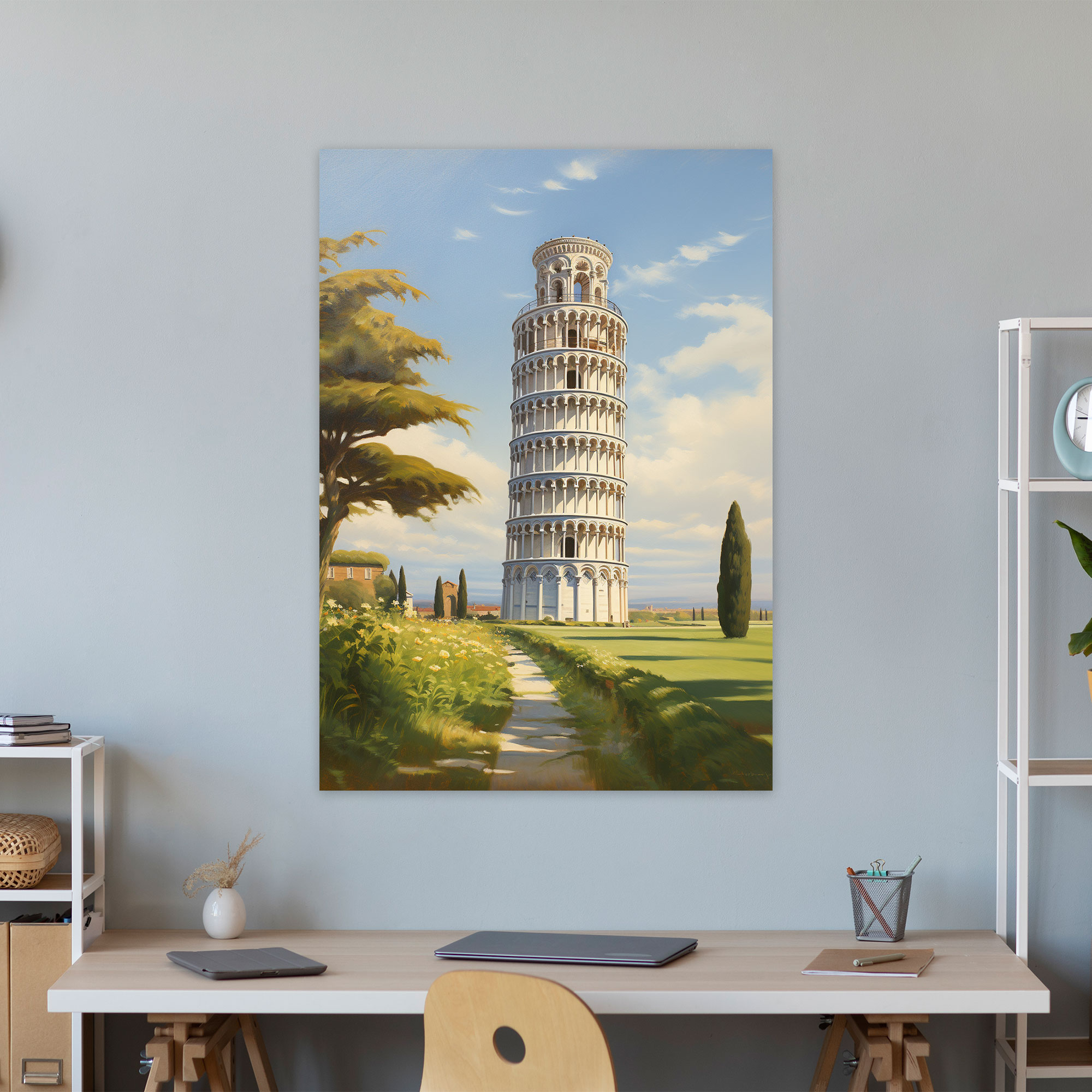 Pisa'daki Eğri Kule Duvar Dekoru - Ev Dekorasyonu için Kanvas Tablo