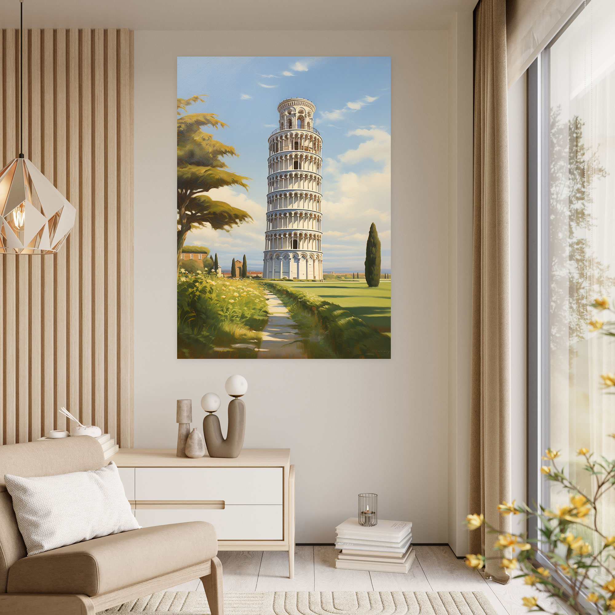 Pisa'daki Eğri Kule Duvar Dekoru - Ev Dekorasyonu için Kanvas Tablo