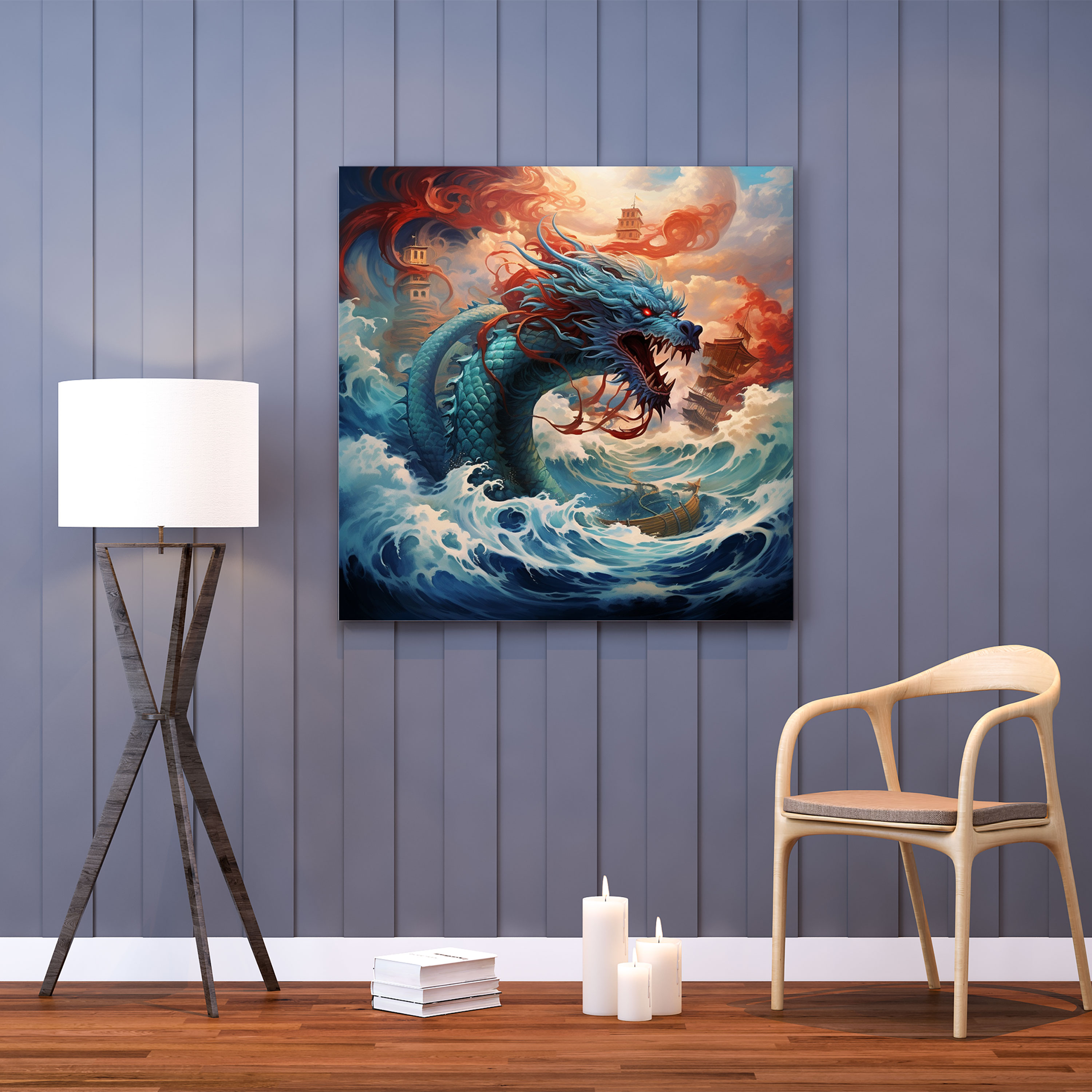 Pokemon Canvas Print: Fantasy Gyarados Soaring Through The Sky - Pokemon, Fantasy-Inspired Artwork, Soaring Through The Sky, Home Decoration