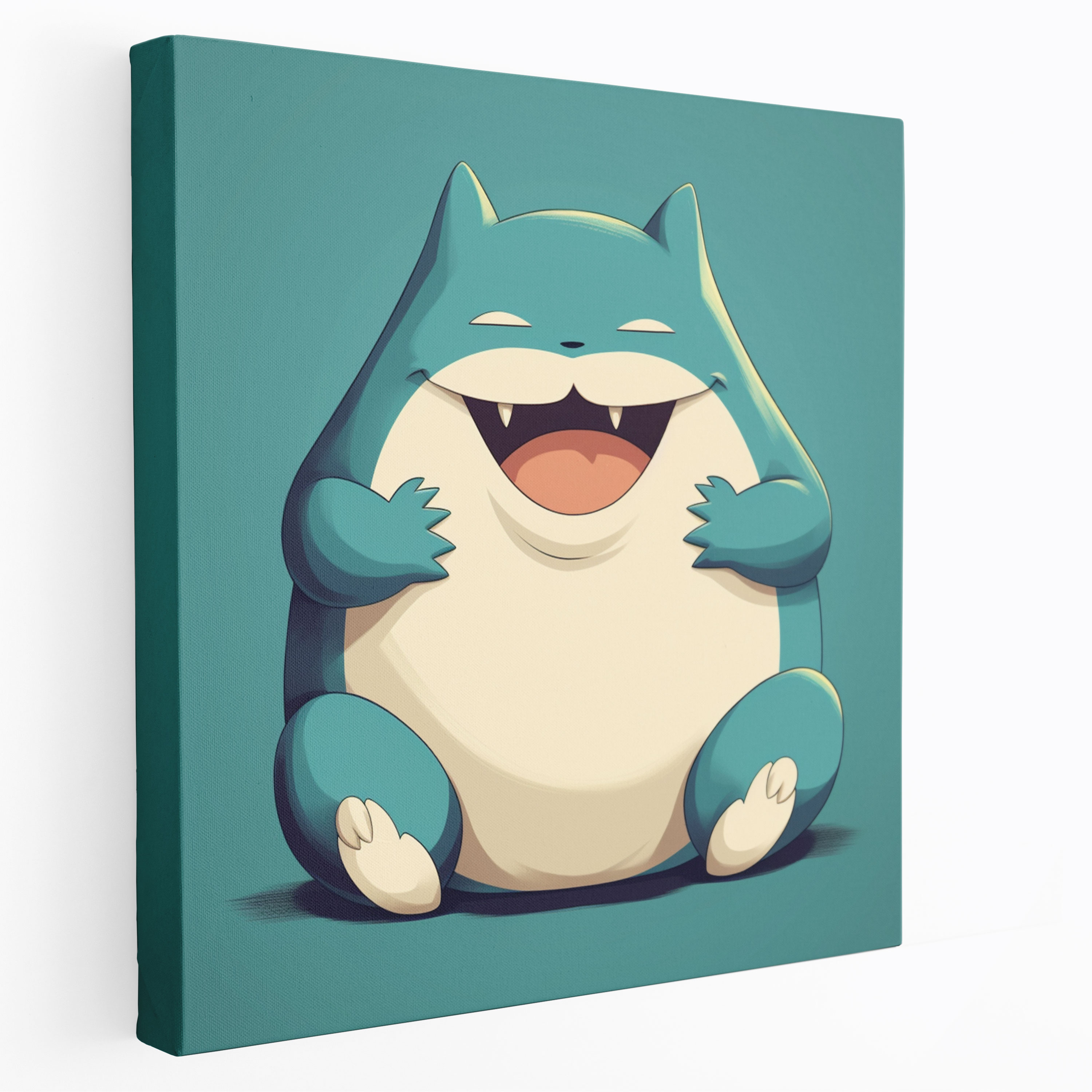 Pokemon Duvar Dekorasyonu: Karikatür Snorlax Komik Bir Pozda - Kanvas Tablo Duvar Sanatı Karikatür Tarzı İllüstrasyon