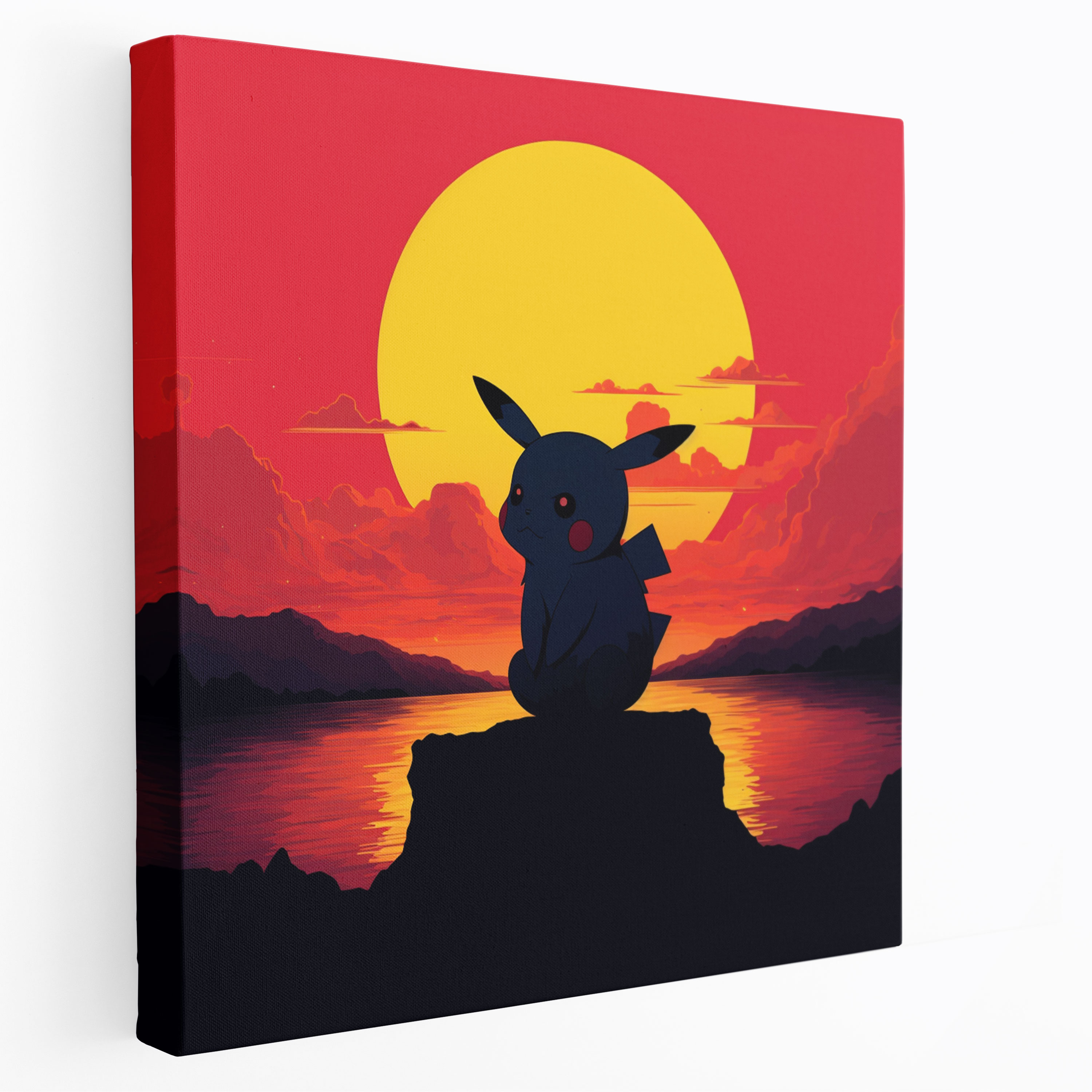Pokemon Wall Decoration - Pikachu Silhouette Sunset Canvas Print - Pokemon, Wall Art, Pokemon, Canvas