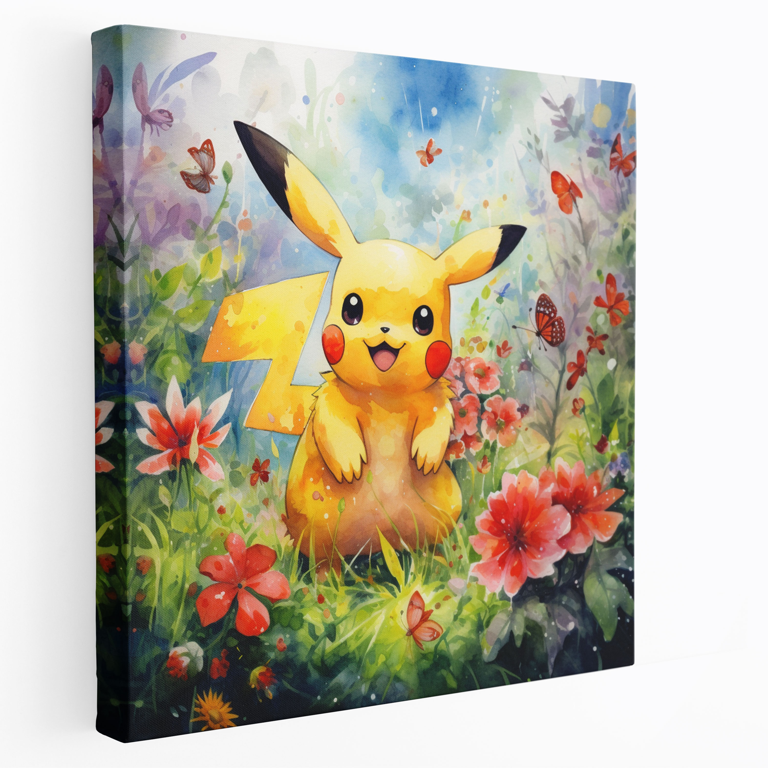 Pokemon Canvas Print: Vibrant Watercolor Pikachu Wall Art - Pokemon, Canvas Print, Watercolor Painting, Wall Decoration