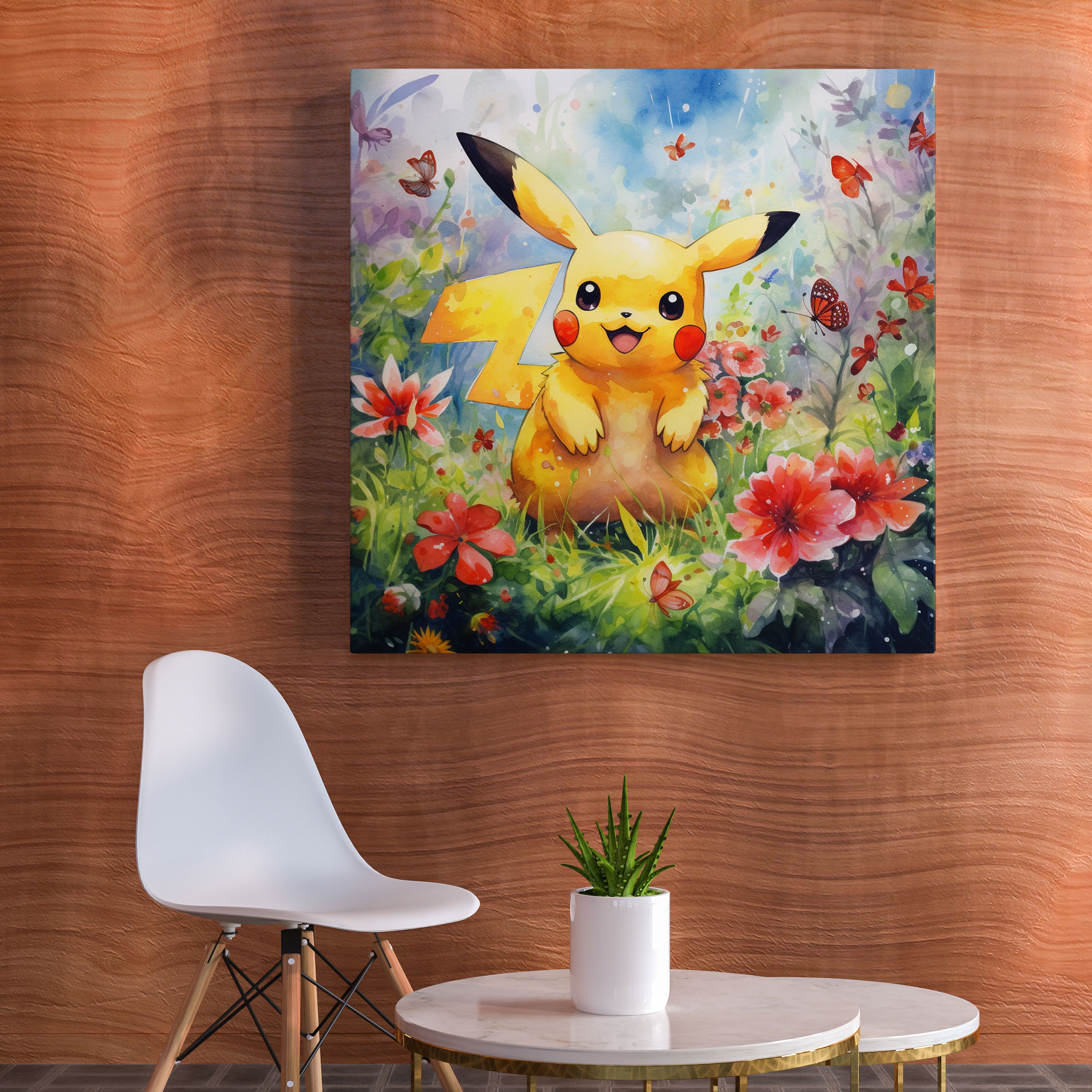 Pokemon Canvas Print: Vibrant Watercolor Pikachu Wall Art - Pokemon, Canvas Print, Watercolor Painting, Wall Decoration