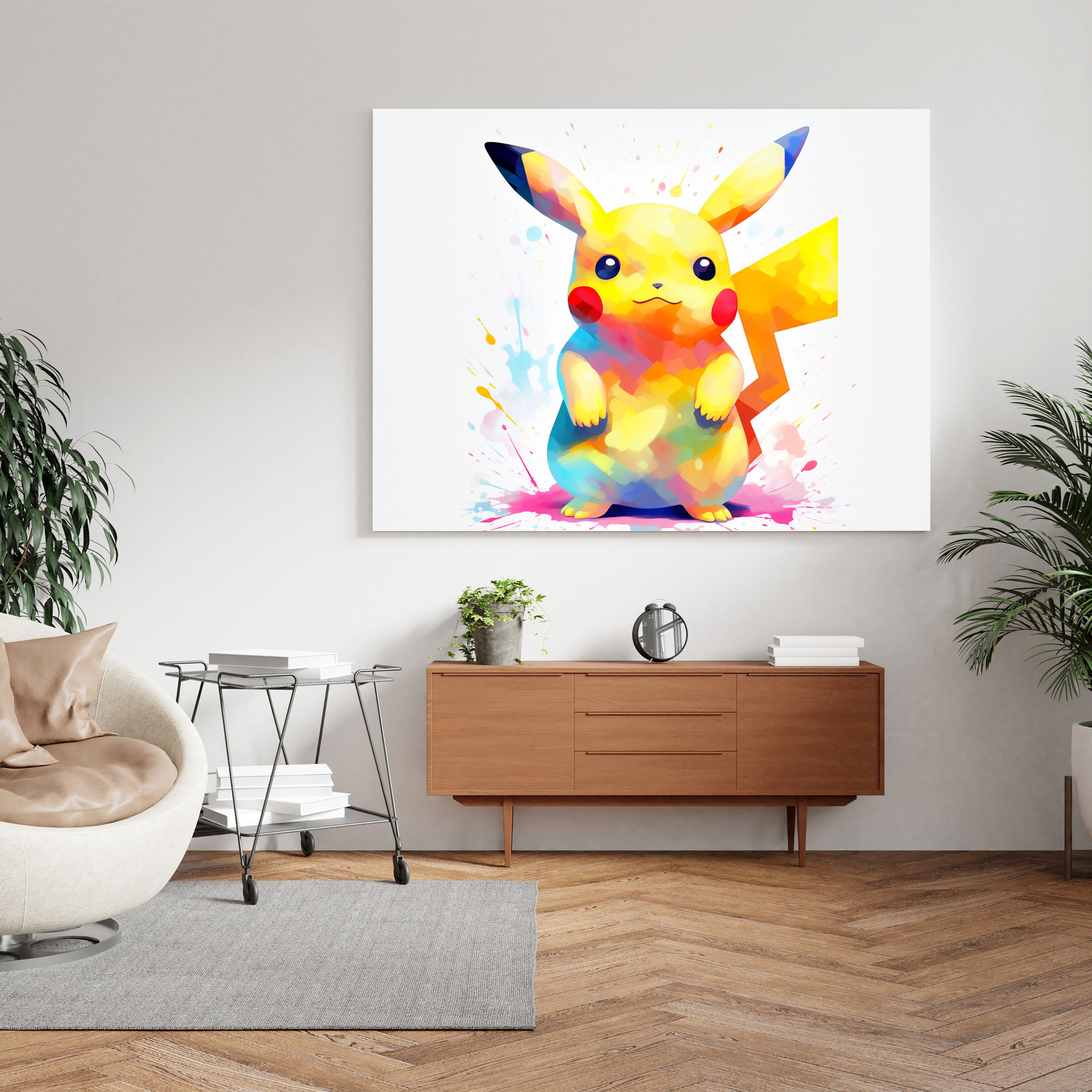 Pokemon Wall Art: Minimalist Silhouette Pikachu Canvas Print - Pokemon, Silhouette Of Pikachu, Canvas Wall Art, Wall Decoration