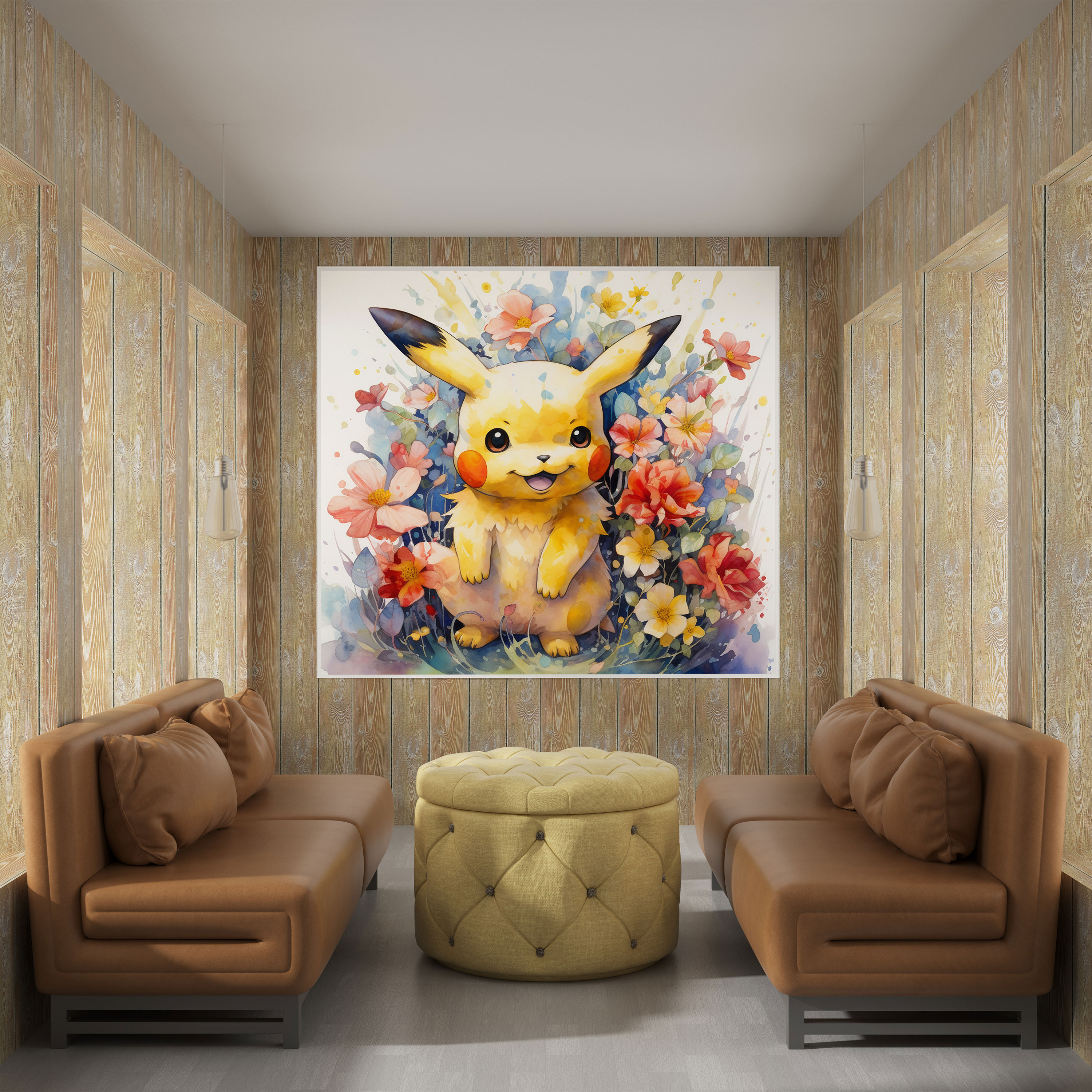 Pokemon Canvas Print - Colorful Watercolor Pikachu Wall Art - Pokemon, Canvas Print, Pikachu, Canvas
