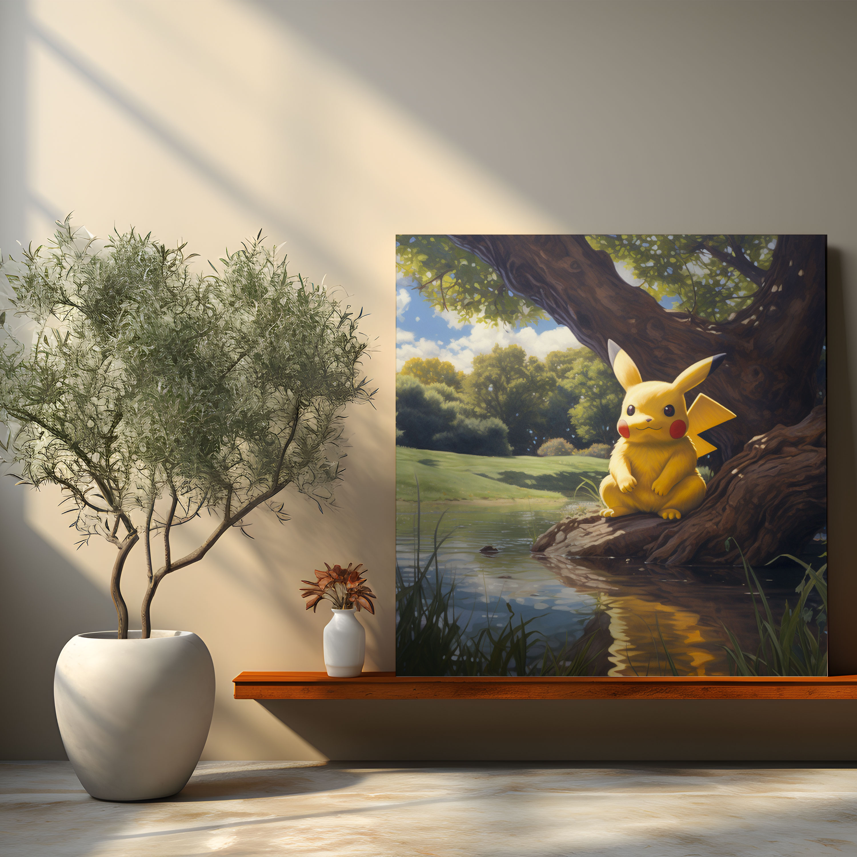 Pokemon Manzara Pikachu Kanvas Tablo - Huzurlu Peyzaj - Duvar Dekorasyonu