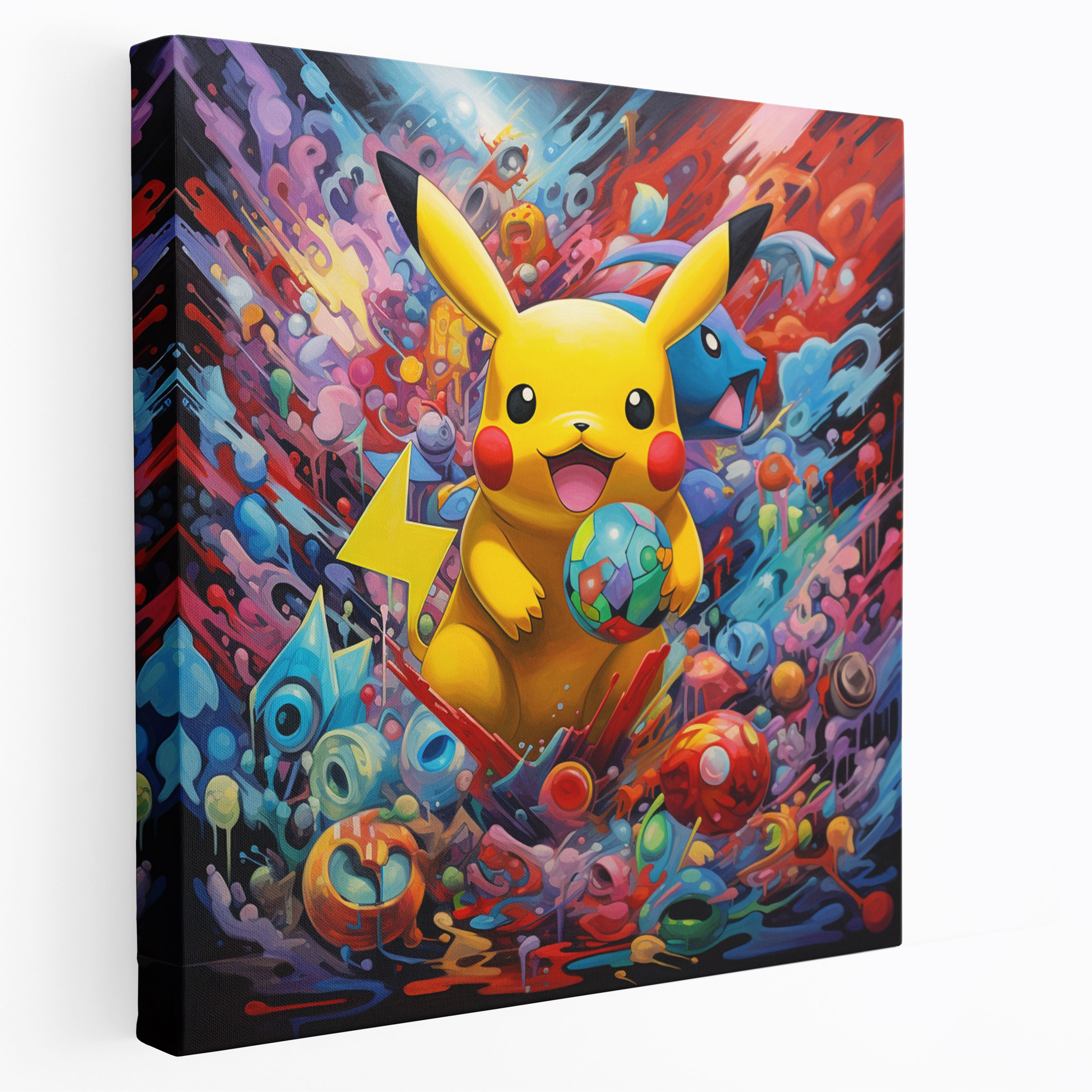 Pokemon Canvas Print: Colorful Abstract Painting - Pokemon, Canvas, Wall Art, Canvas Wall Art
