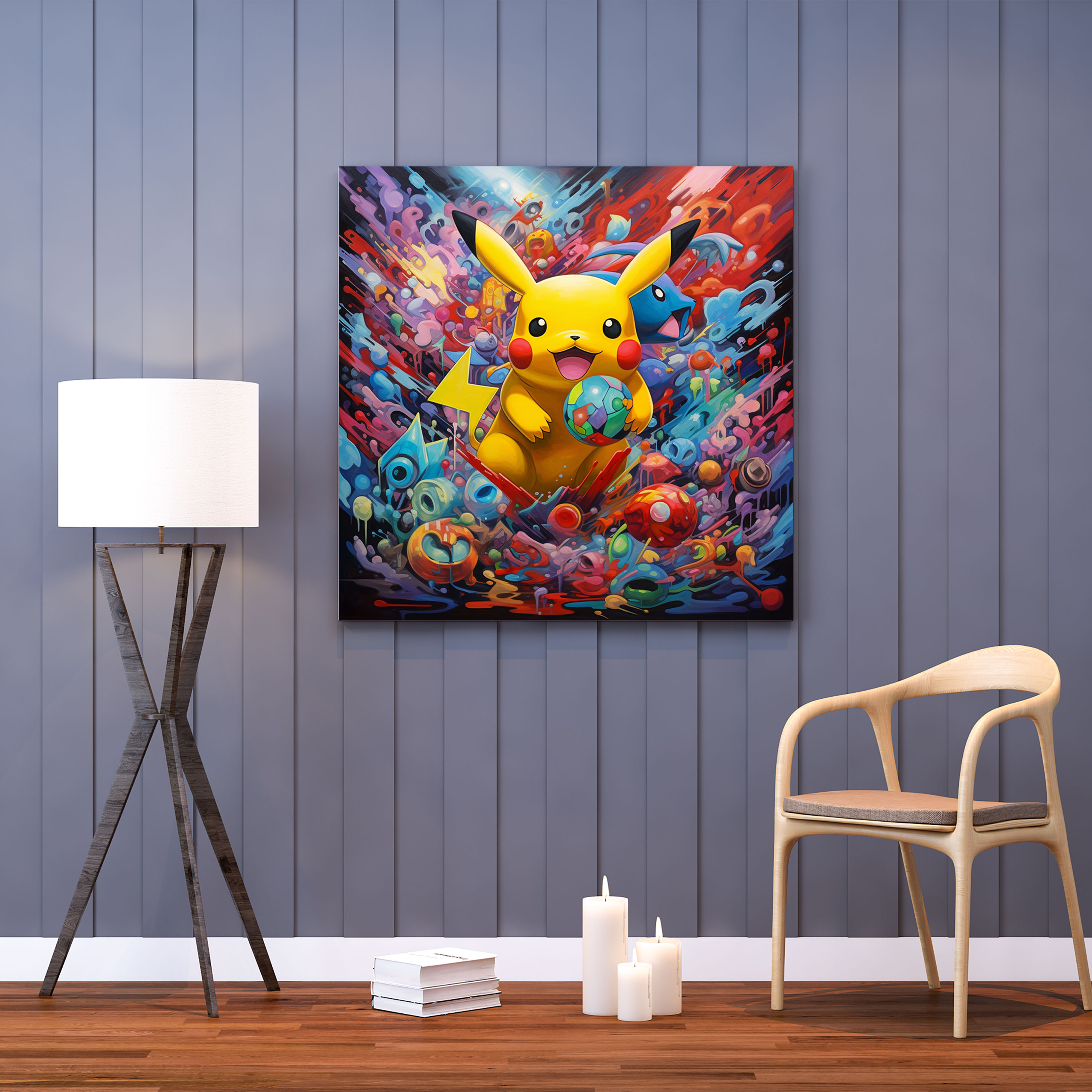 Pokemon Canvas Print: Colorful Abstract Painting - Pokemon, Canvas, Wall Art, Canvas Wall Art