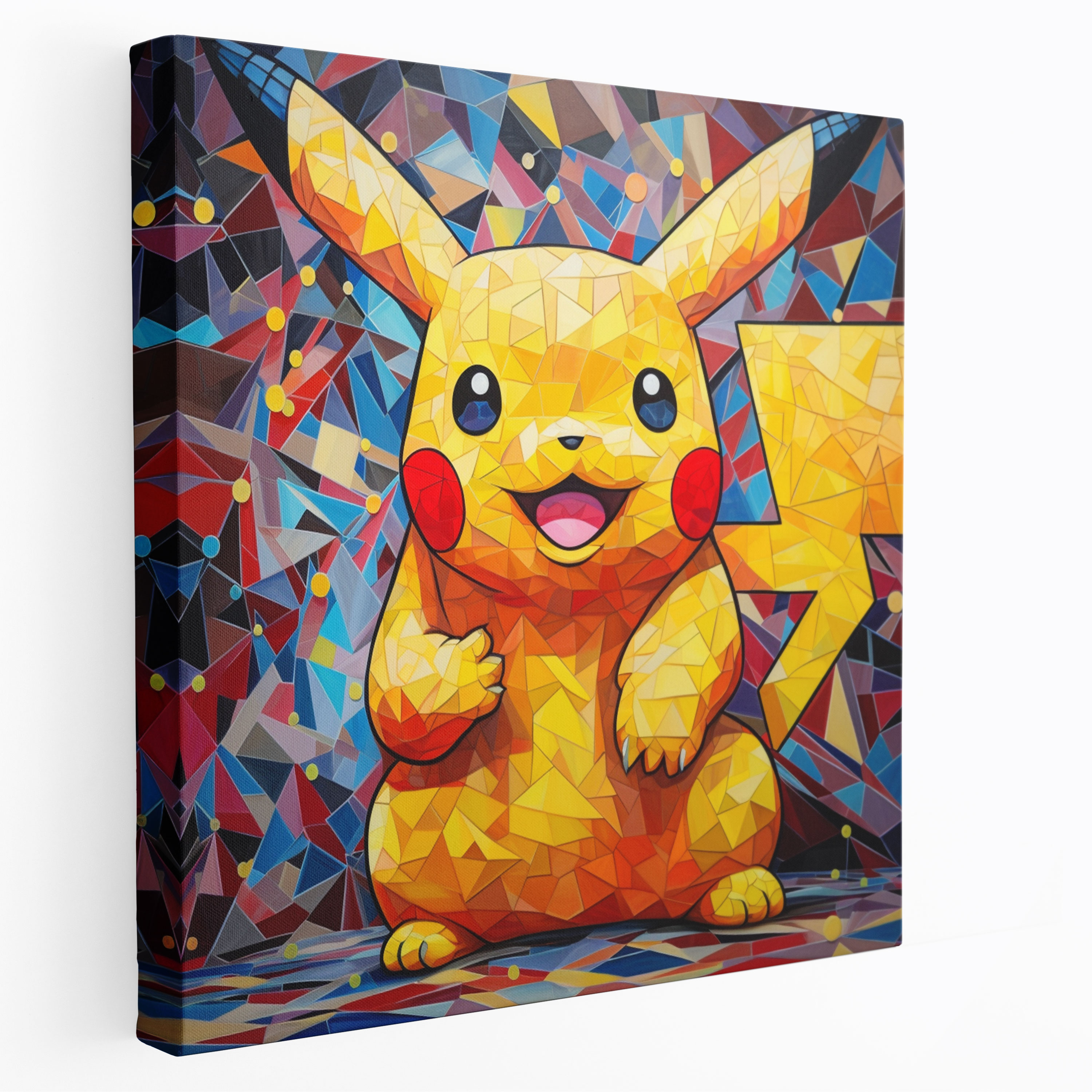 Pokemon Geometrik Kanvas Tablo: Renkli Pikachu Mozaik - Pokemon Kanvas Tablo Modern Kanvas Duvar Sanatı
