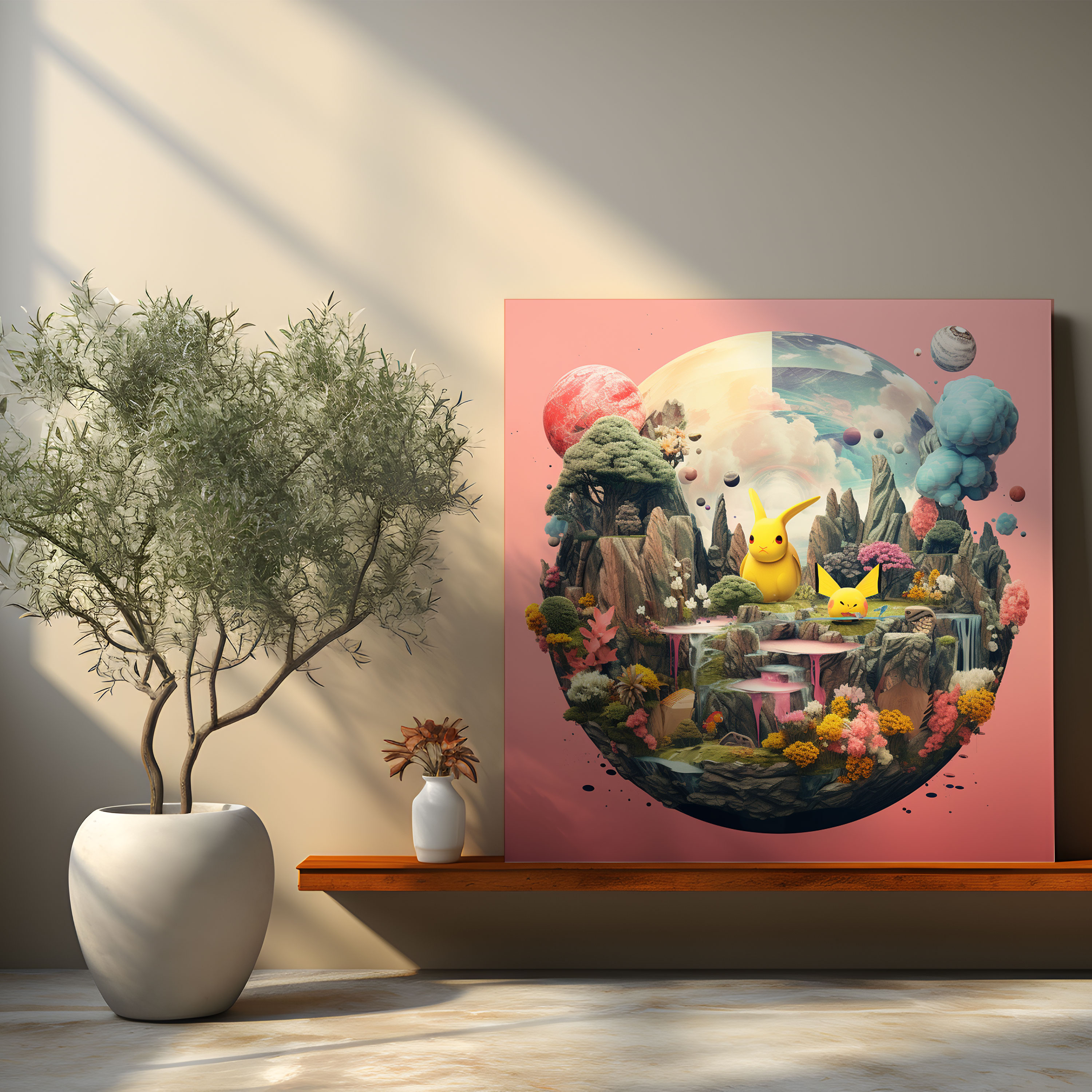 Pokemon Surreal Wall Decoration: Abstract Digital Collage - Pokemon, Canvas, Canvas Wall Art, Wall Decoration