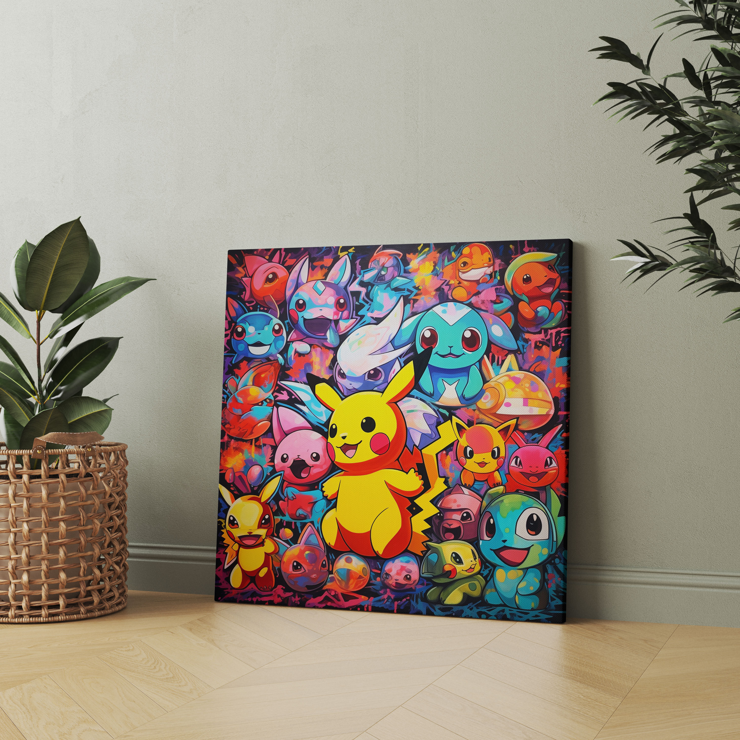Pokemon Canvas Print: Pop Art Collage Wall Art - Pokemon, Canvas Wall Art, Home Decoration, Bold Colors