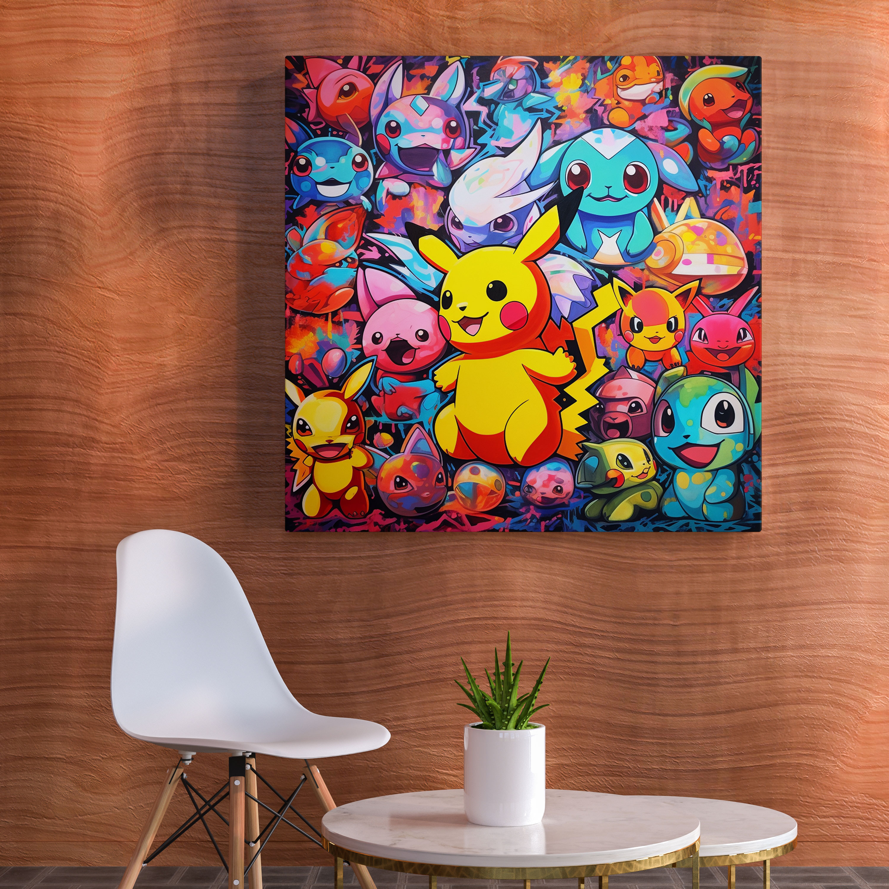 Pokemon Canvas Print: Pop Art Collage Wall Art - Pokemon, Canvas Wall Art, Home Decoration, Bold Colors