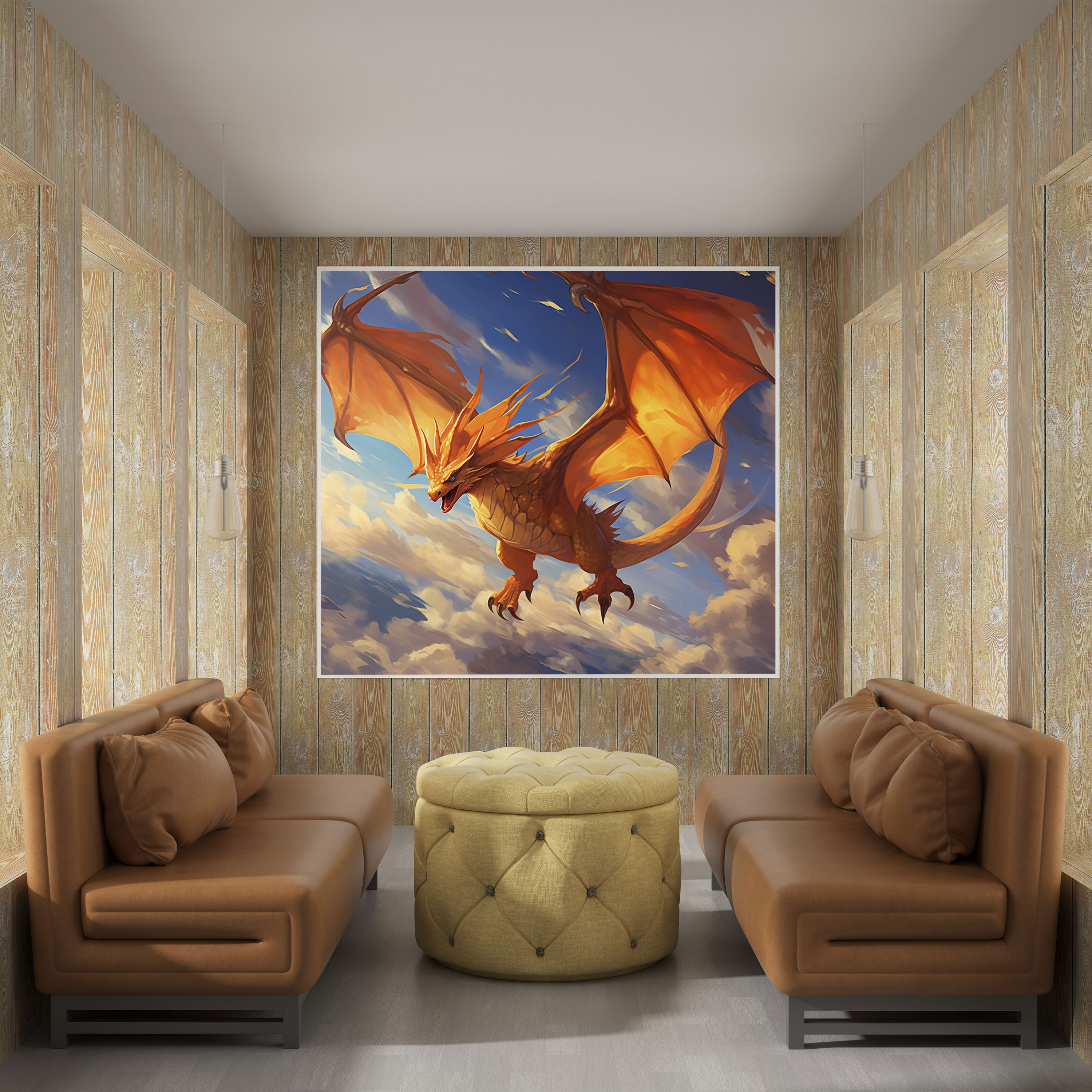 Pokemon Duvar Sanatı: Charizard Dijital Boyama Kanvas Tablo - Pokemon Gökyüzü Kanvas Tablo Dijital Boyama