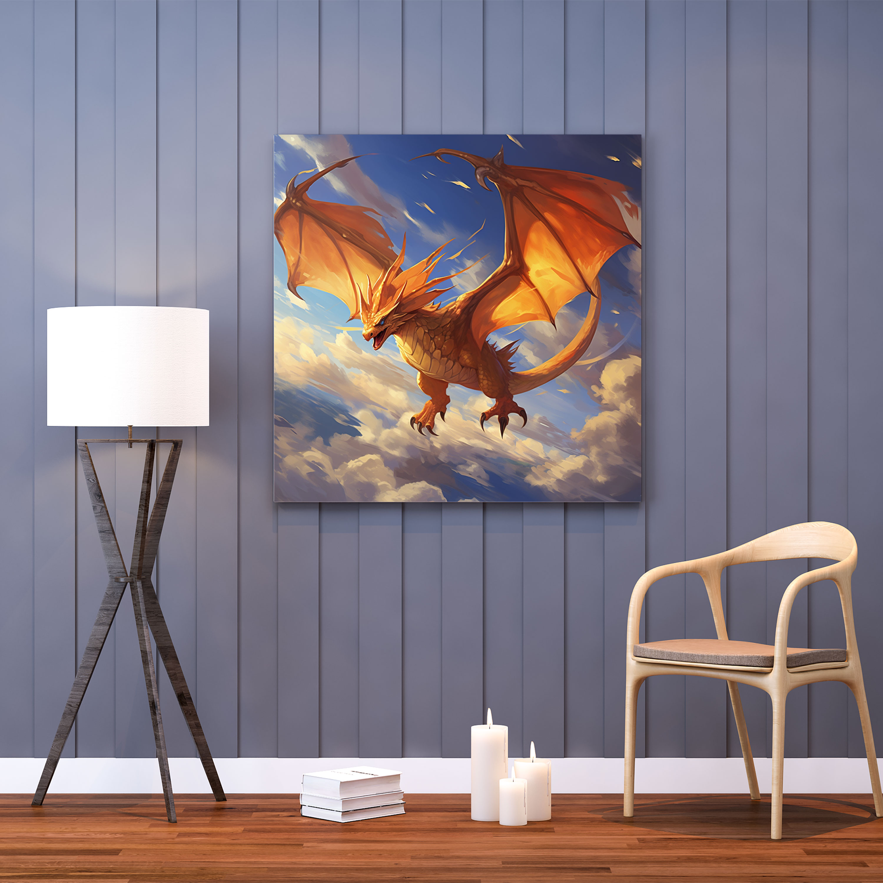 Pokemon Duvar Sanatı: Charizard Dijital Boyama Kanvas Tablo - Pokemon Gökyüzü Kanvas Tablo Dijital Boyama