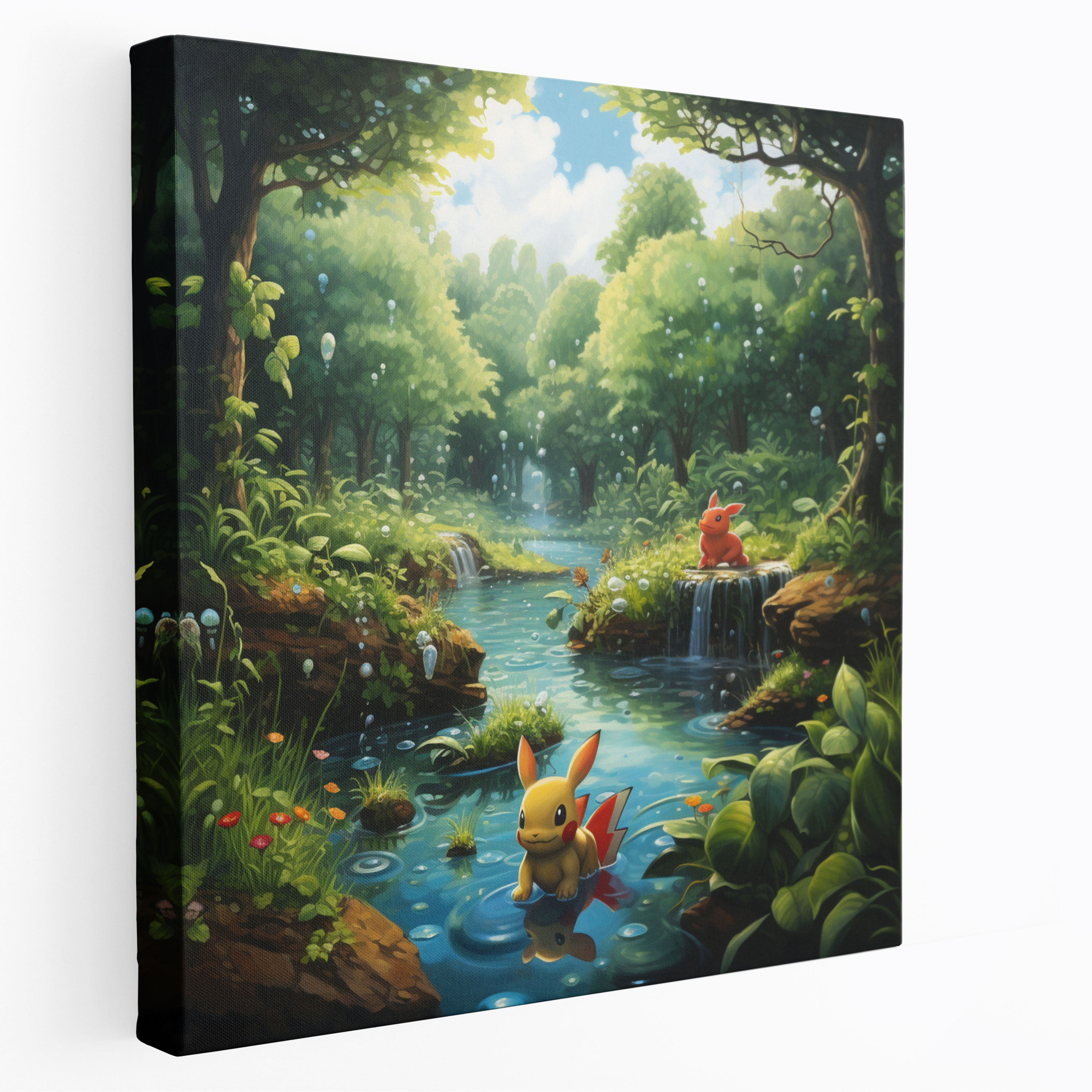 Pokemon Canvas Print: Serene Landscape Oil Painting Wall Art - Pokemon, Wall Decoration, Canvas Print, Canvas