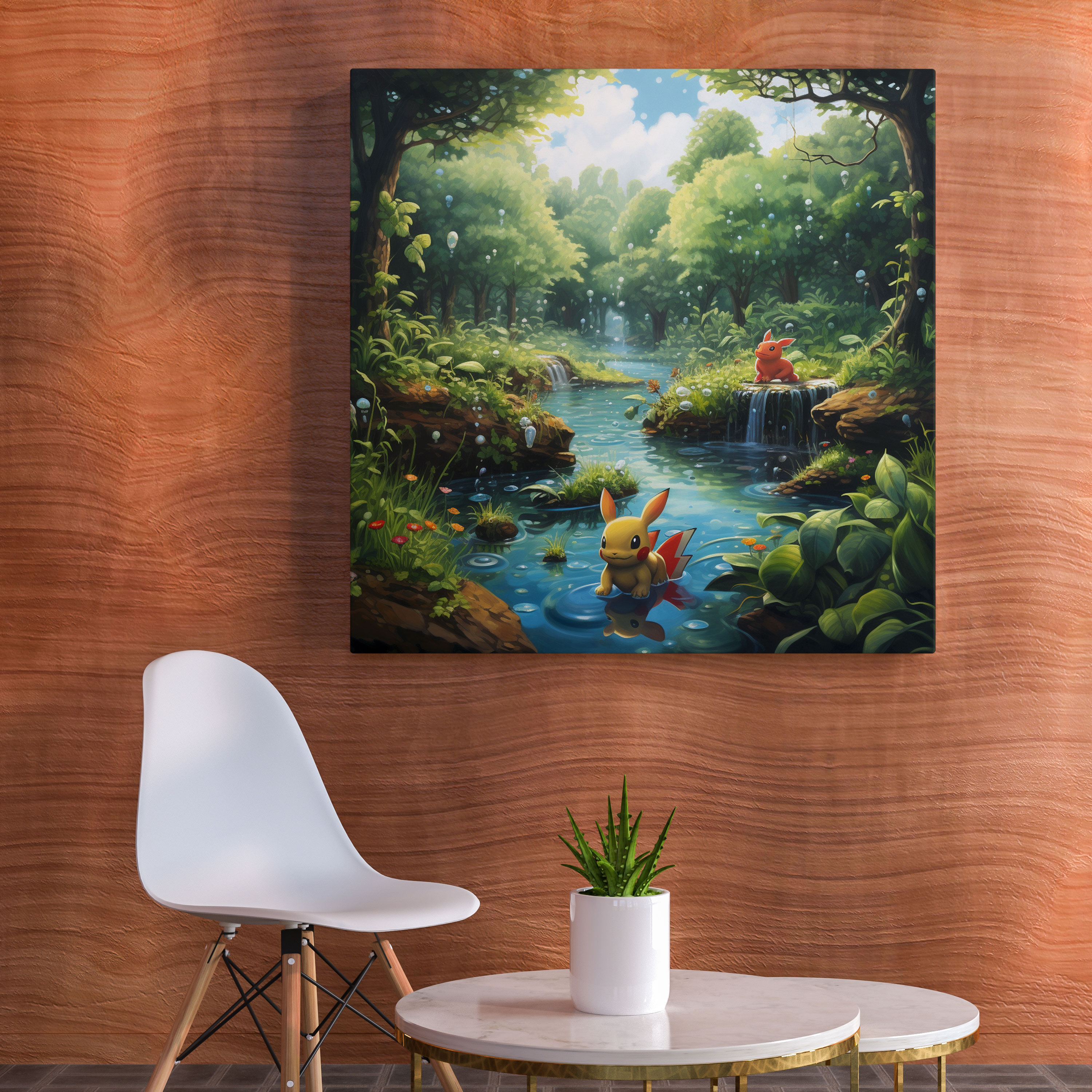 Pokemon Canvas Print: Serene Landscape Oil Painting Wall Art - Pokemon, Wall Decoration, Canvas Print, Canvas