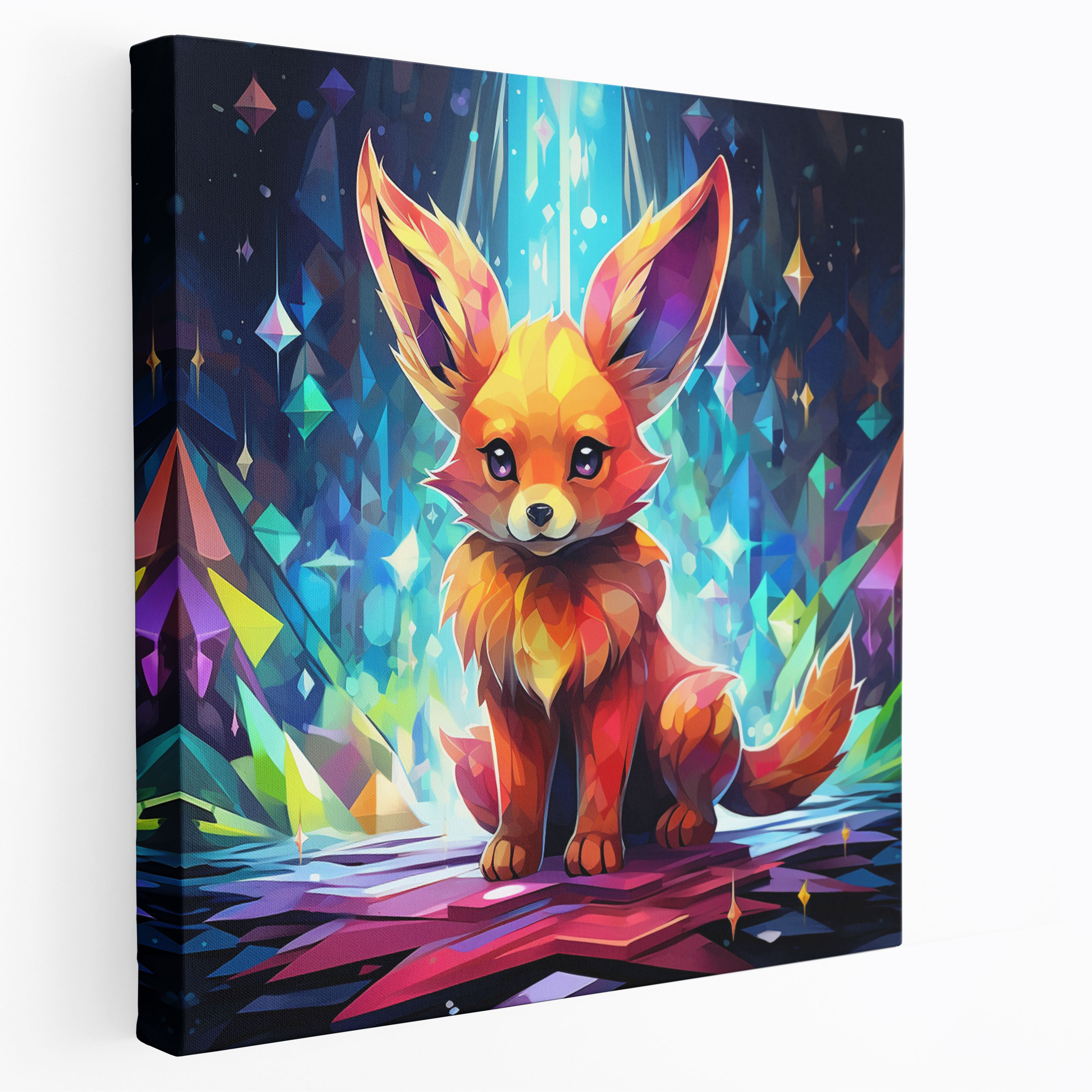 Pokemon Canvas Print: Eevee Surrounded By Geometric Shapes - Pokemon, Geometric Shapes, Wall Art, Eevee
