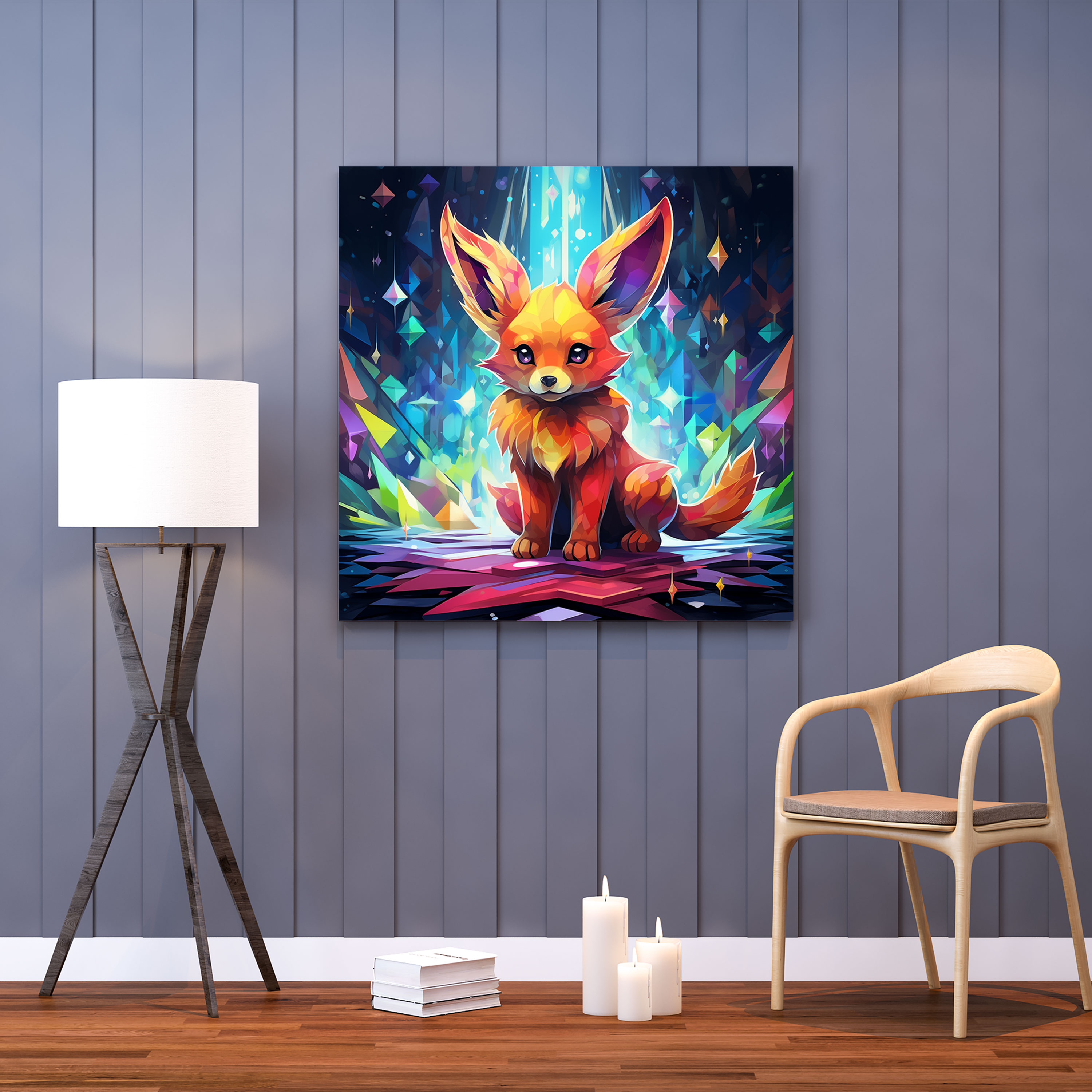 Pokemon Canvas Print: Eevee Surrounded By Geometric Shapes - Pokemon, Geometric Shapes, Wall Art, Eevee