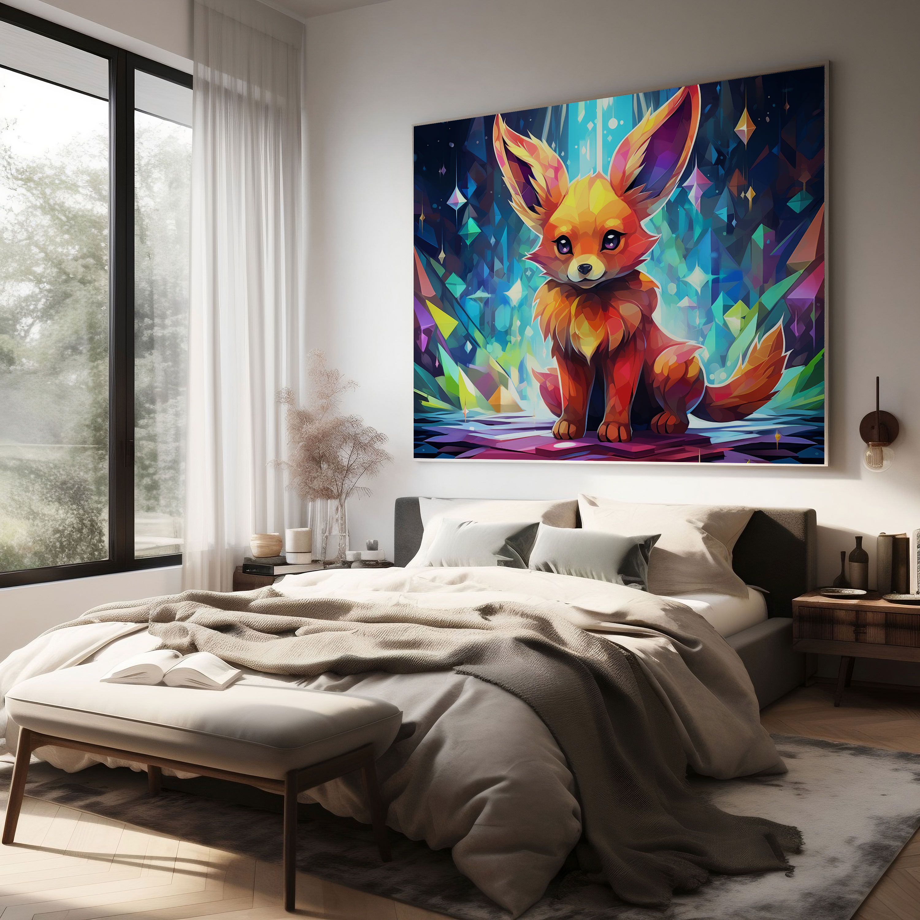 Pokemon Canvas Print: Eevee Surrounded By Geometric Shapes - Pokemon, Geometric Shapes, Wall Art, Eevee