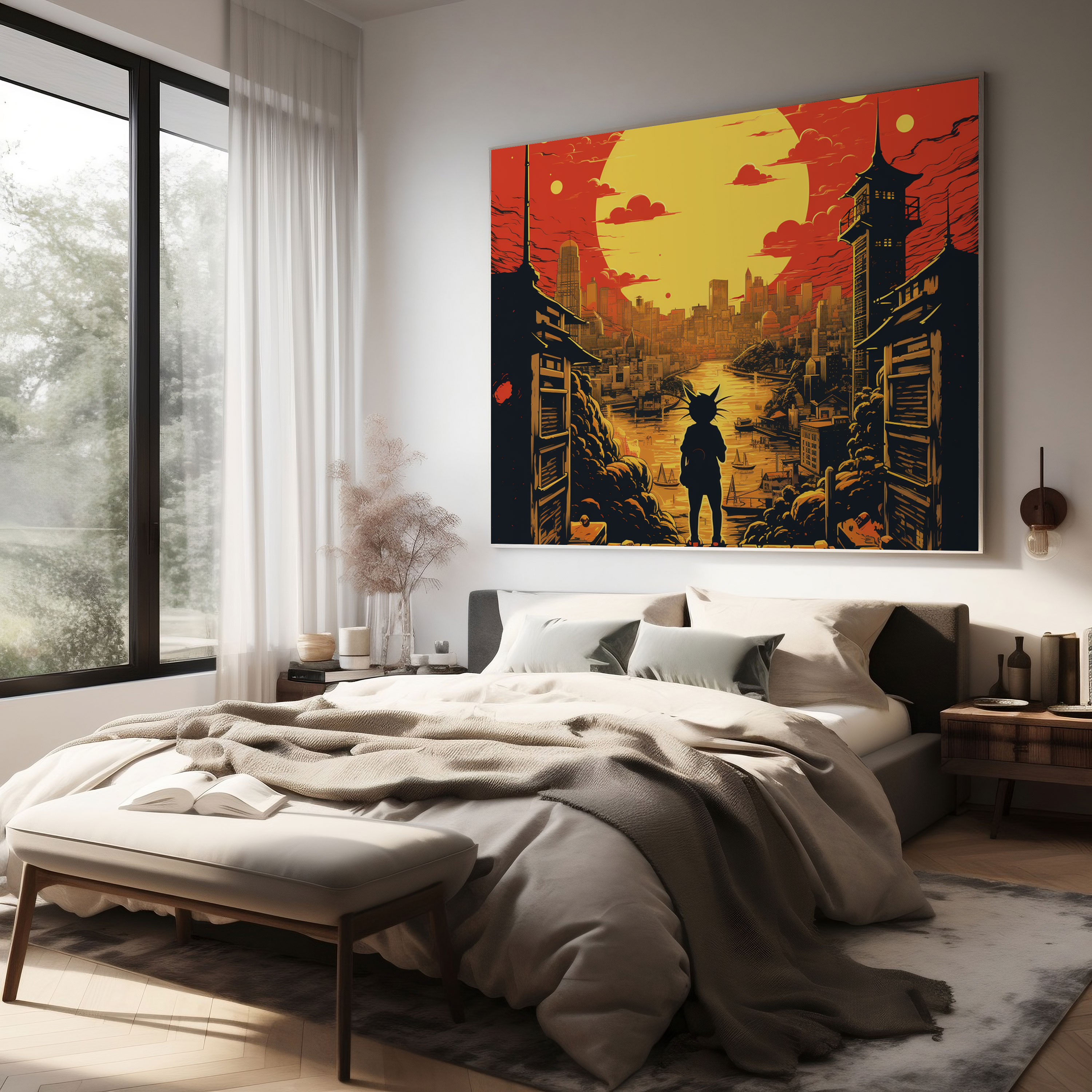 Pokemon Wall Decoration - Retro-Style Ash And Pikachu Silhouette - Pokemon, Canvas, Wall Decoration, Retro-Style