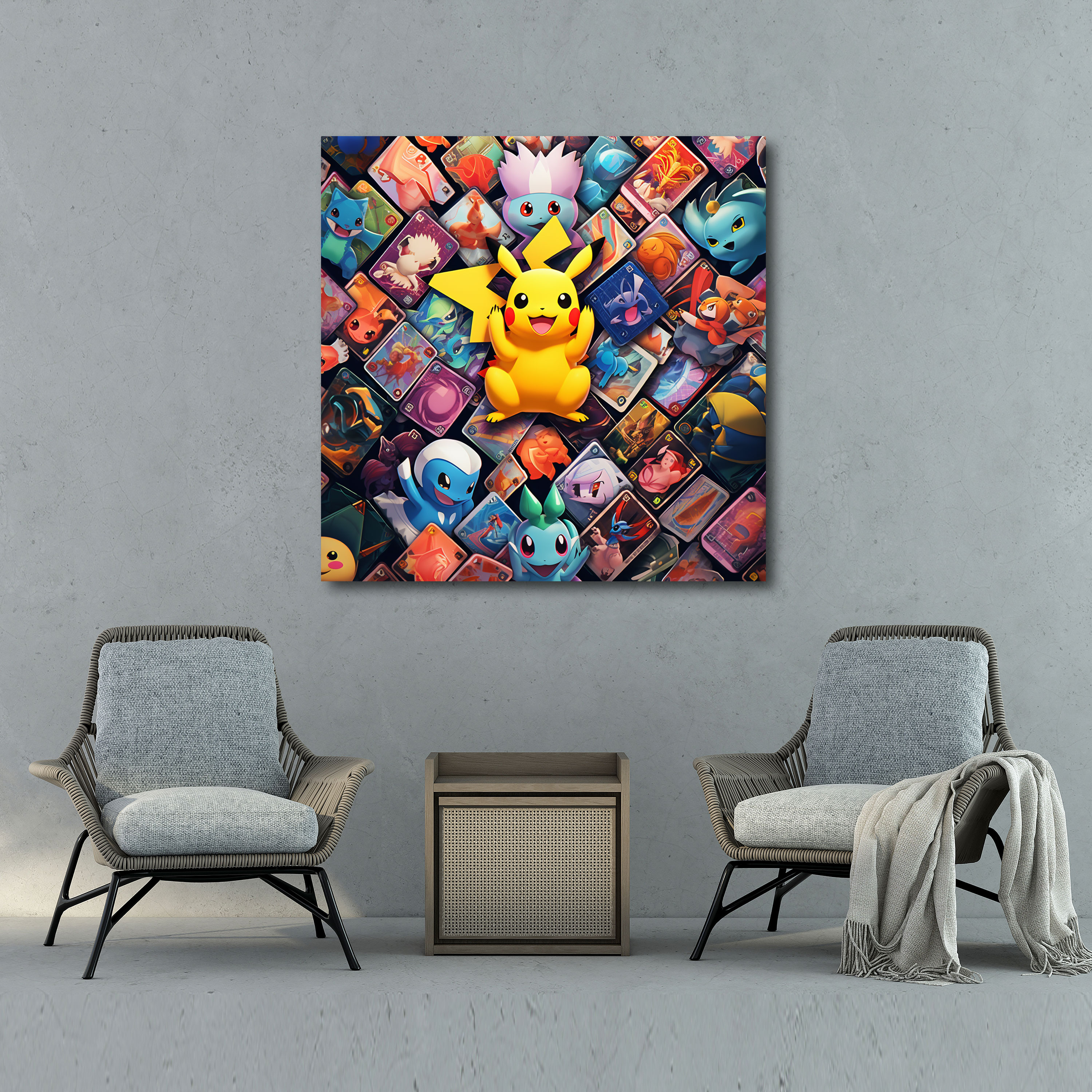 Pokemon Kart Mozaikli Kanvas Tablo - Pokemon Koleksiyoner Dekoru Kanvas Koleksiyon