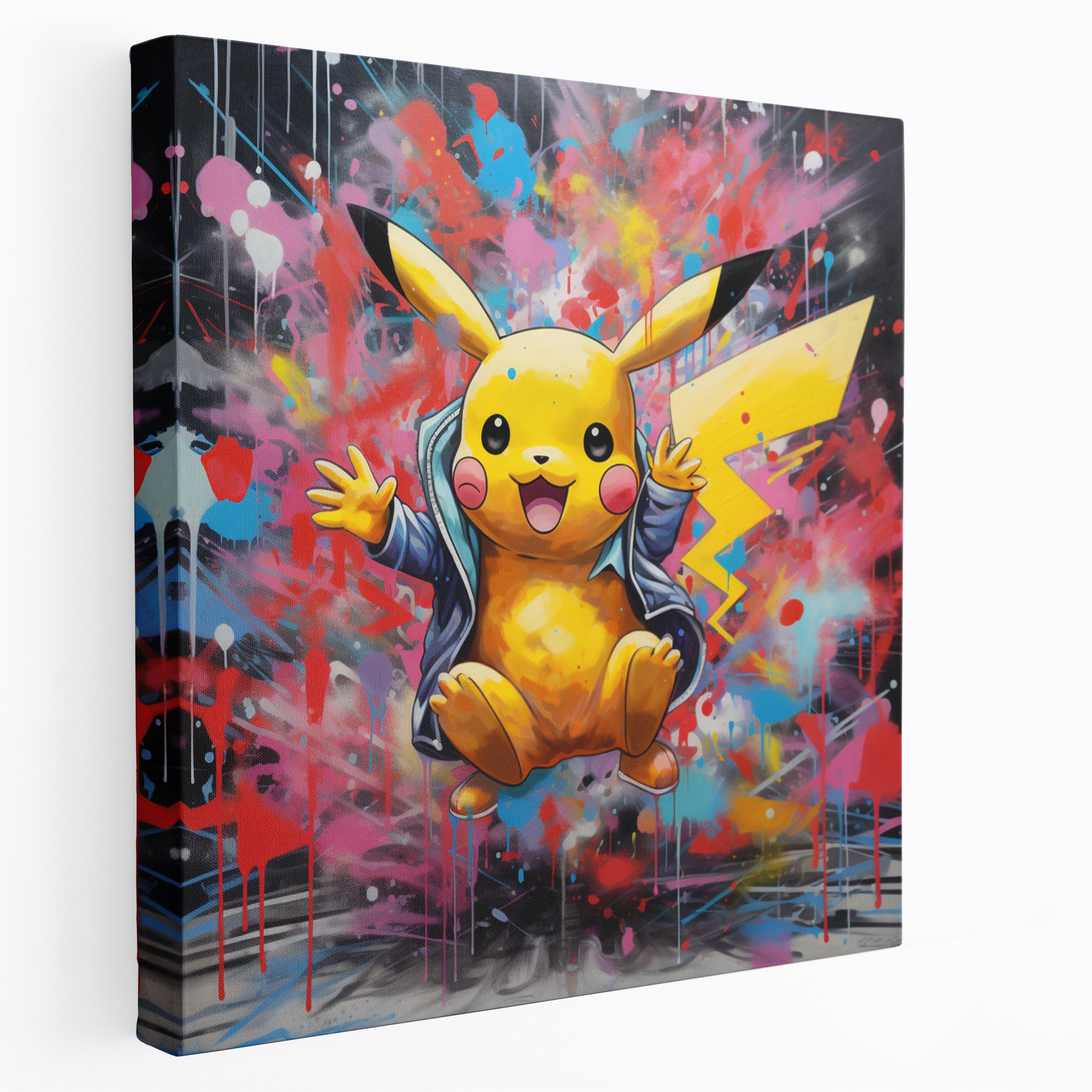 Pokemon Canvas Print - Graffiti-Style Pikachu Artwork - Pokemon, Dynamic Pose, Canvas Print, Wall Decoration