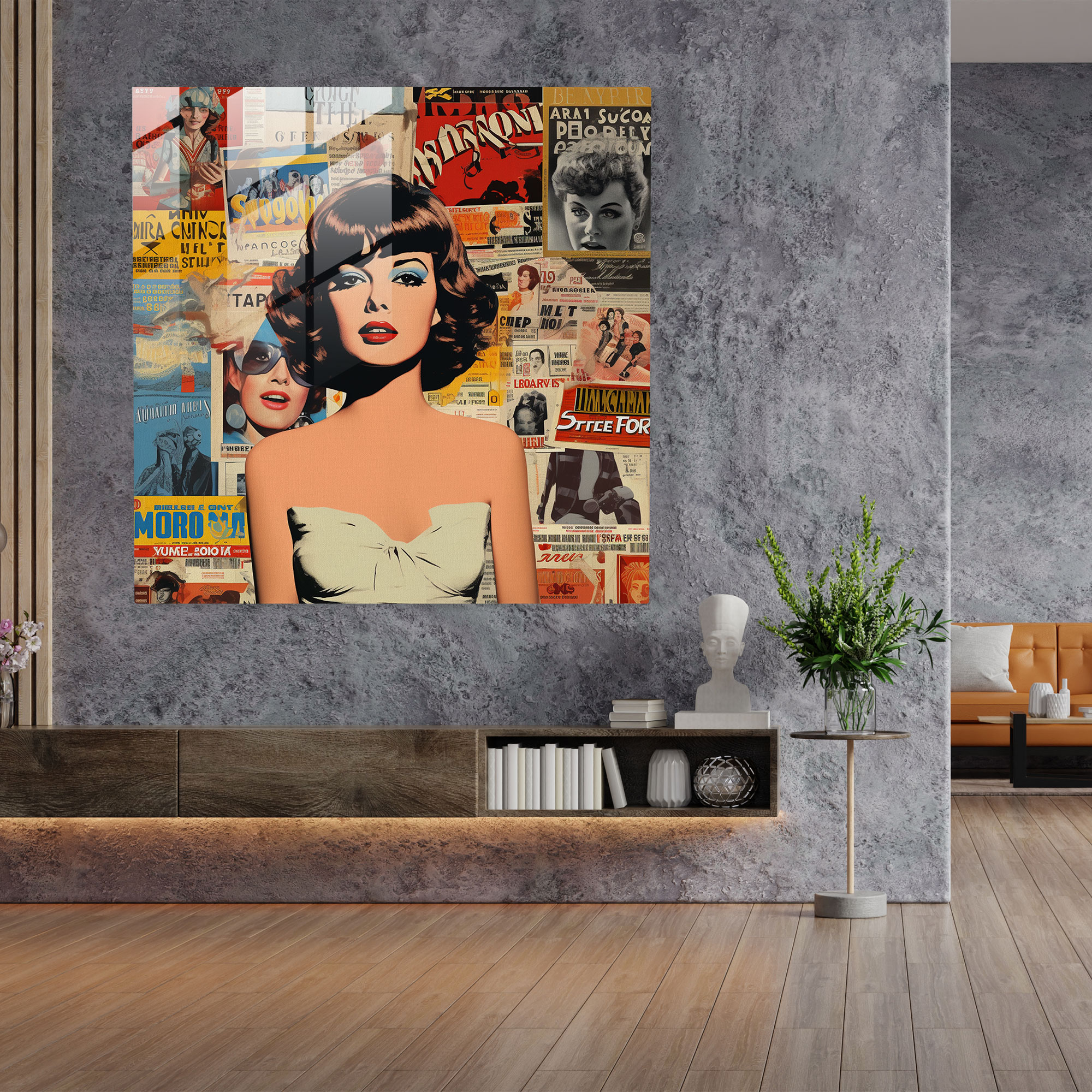 Pulp Fiction Glass Print - Vintage Magazine Covers Collage - Pulp Fiction, Home Decoration, Wall Decoration, Nostalgic Narrative
