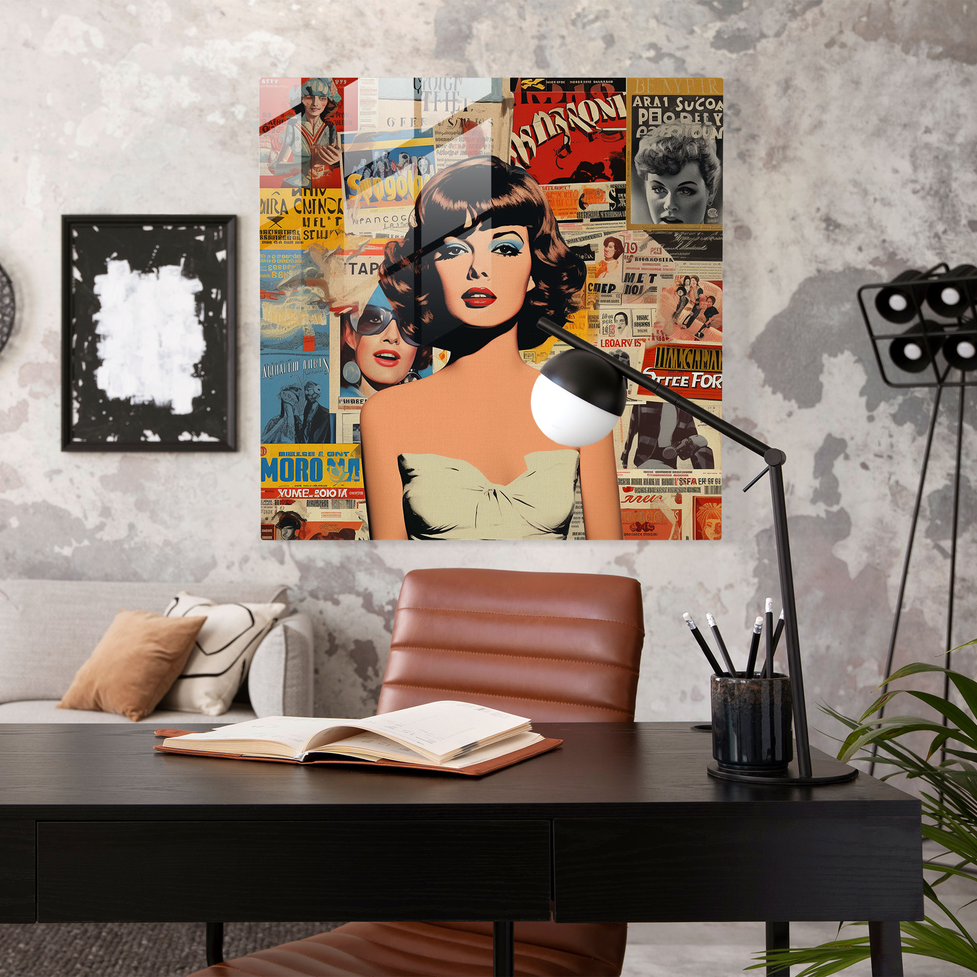 Pulp Fiction Glass Print - Vintage Magazine Covers Collage - Pulp Fiction, Home Decoration, Wall Decoration, Nostalgic Narrative