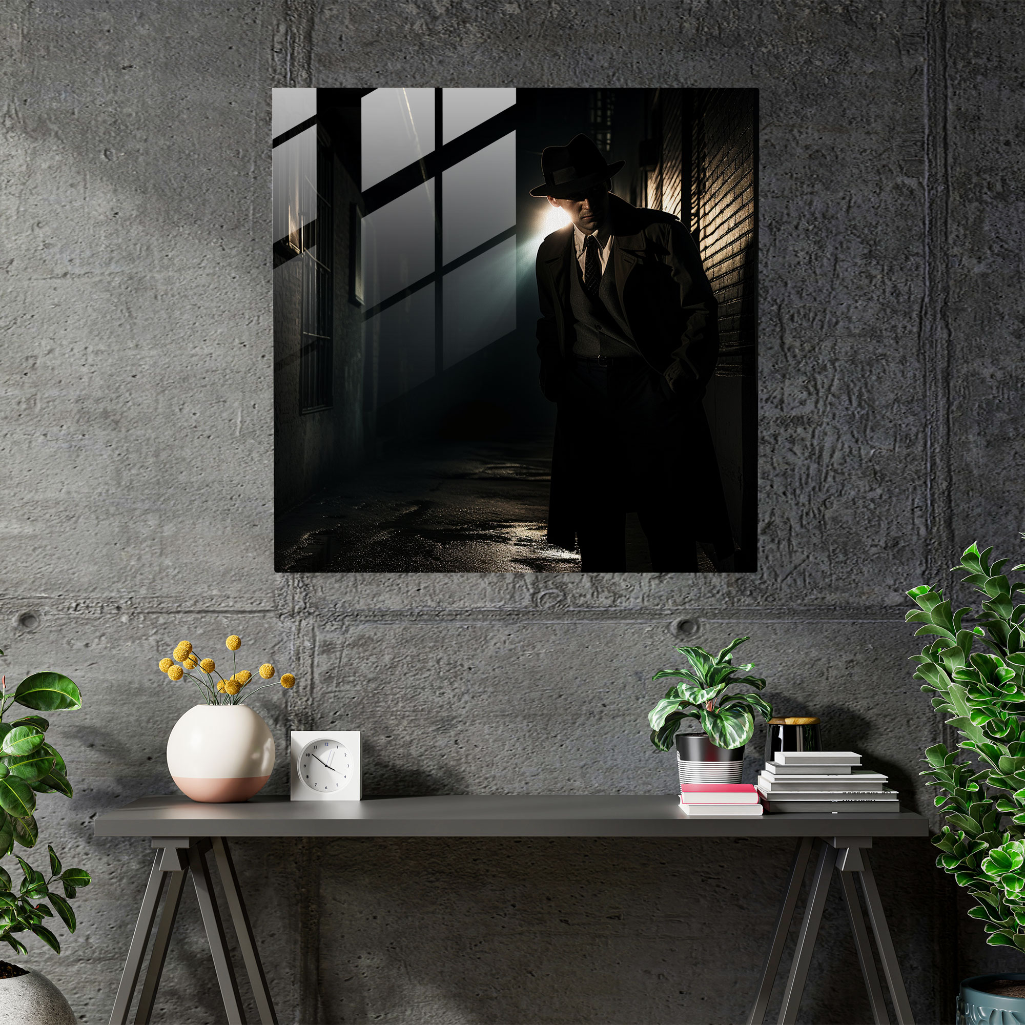 Mysterious Shadows Glass Print - Pulp Fiction, Modern Art, Pulp Fiction, Wall Decoration