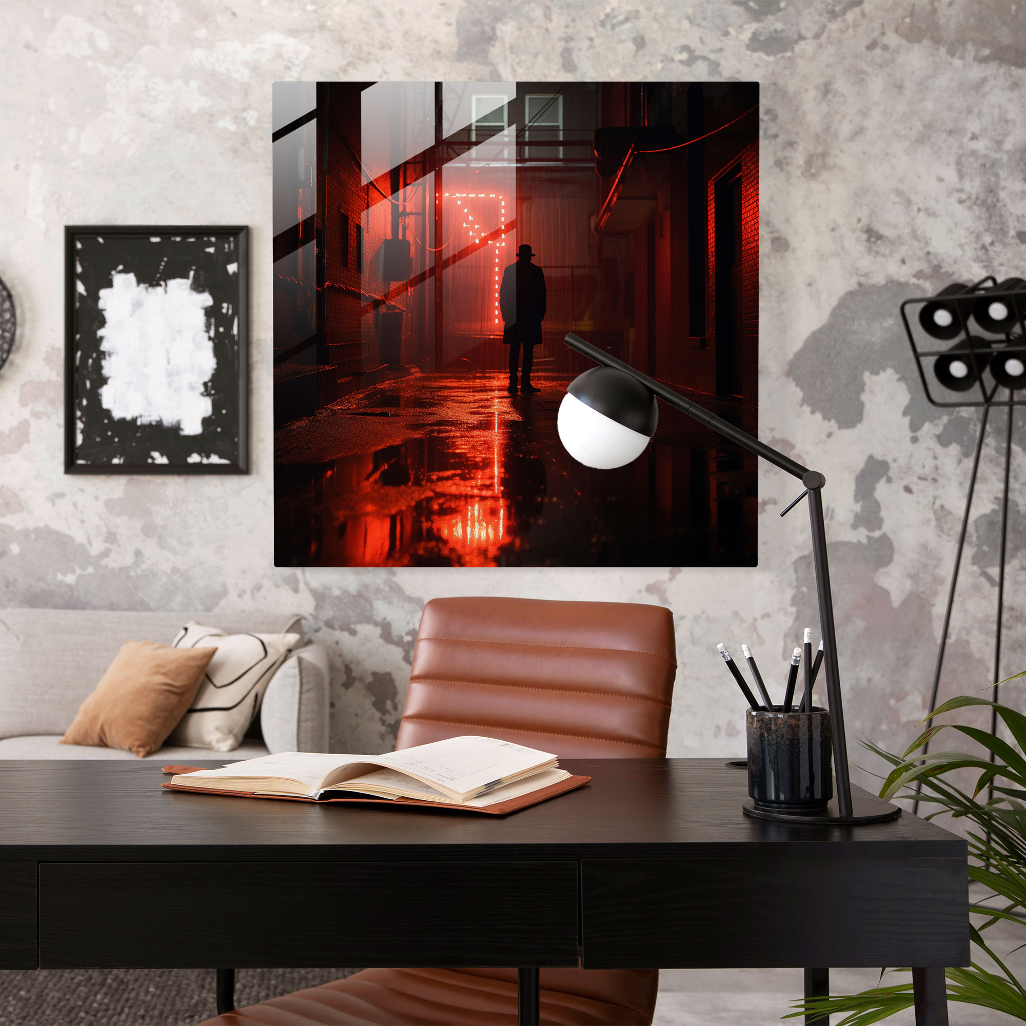 Yağmurlu Geceler Cam Tablo - Pulp Fiction Modern Sanat Noir Fotoğraf