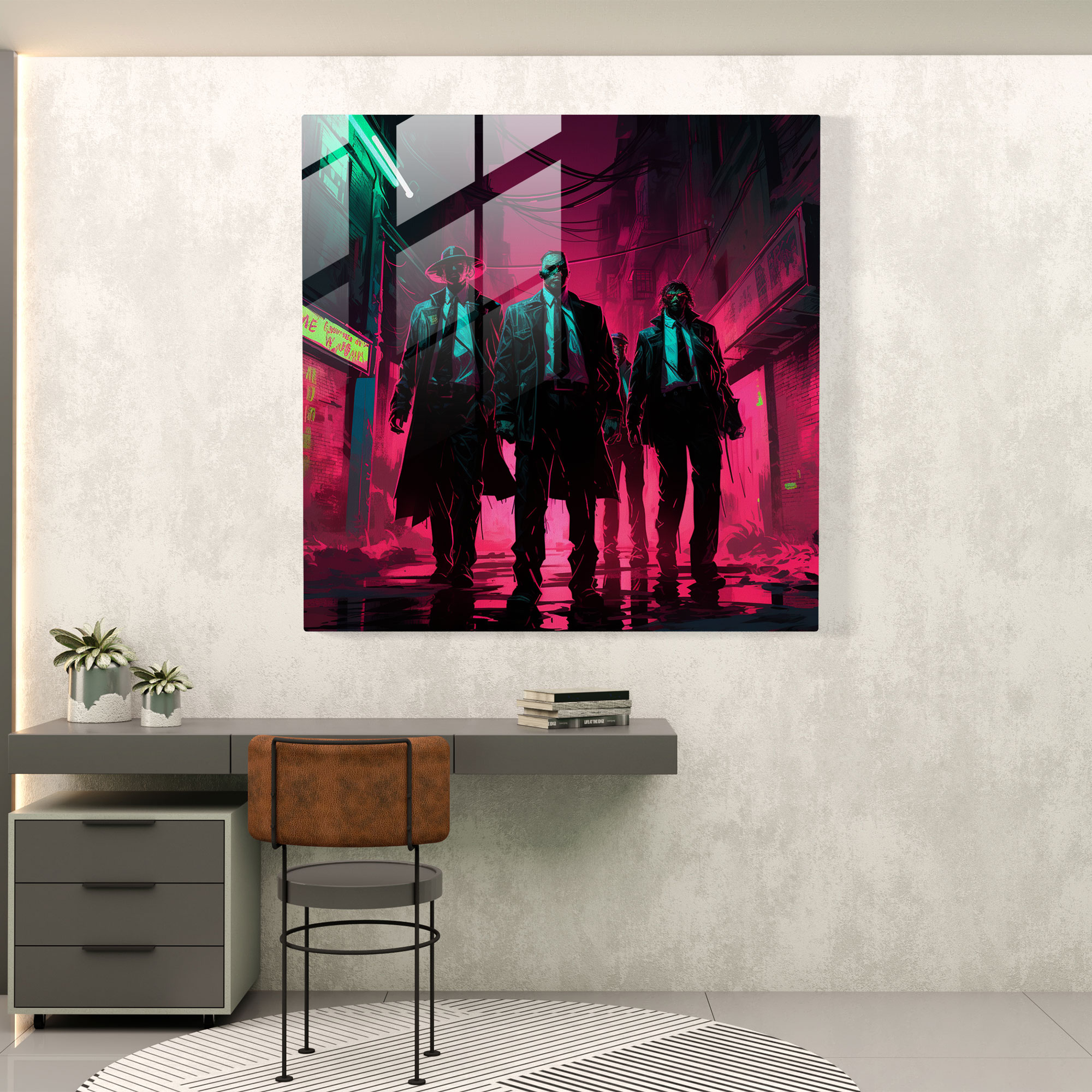 Pulp Fiction Cam Tablo - Mafya Patronu Duvar Dekorasyonu Neon Grafiti