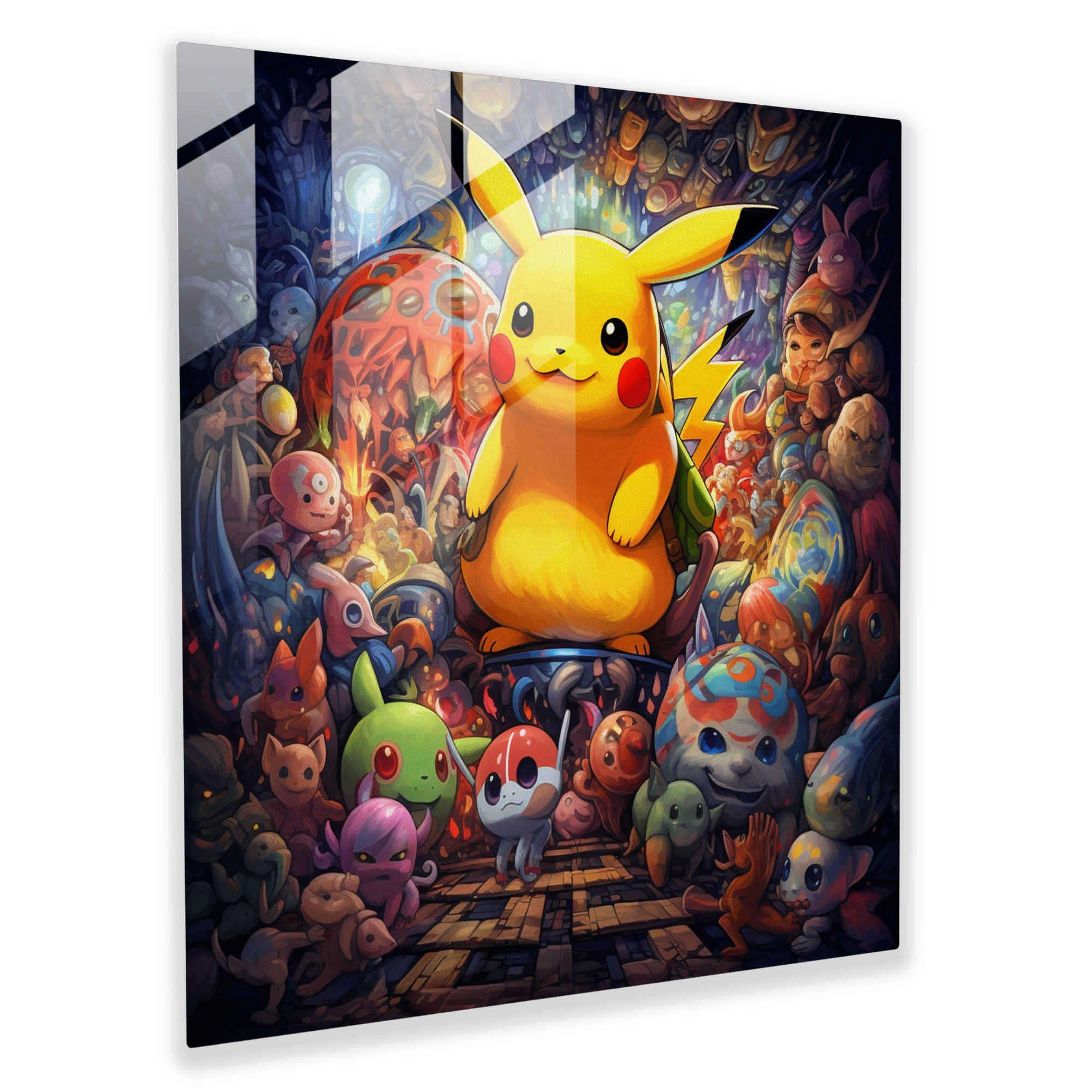 Pixel Art Pokemon Party: Glass Print - Pokemon, Modern Art, Home Decoration, Pikachu