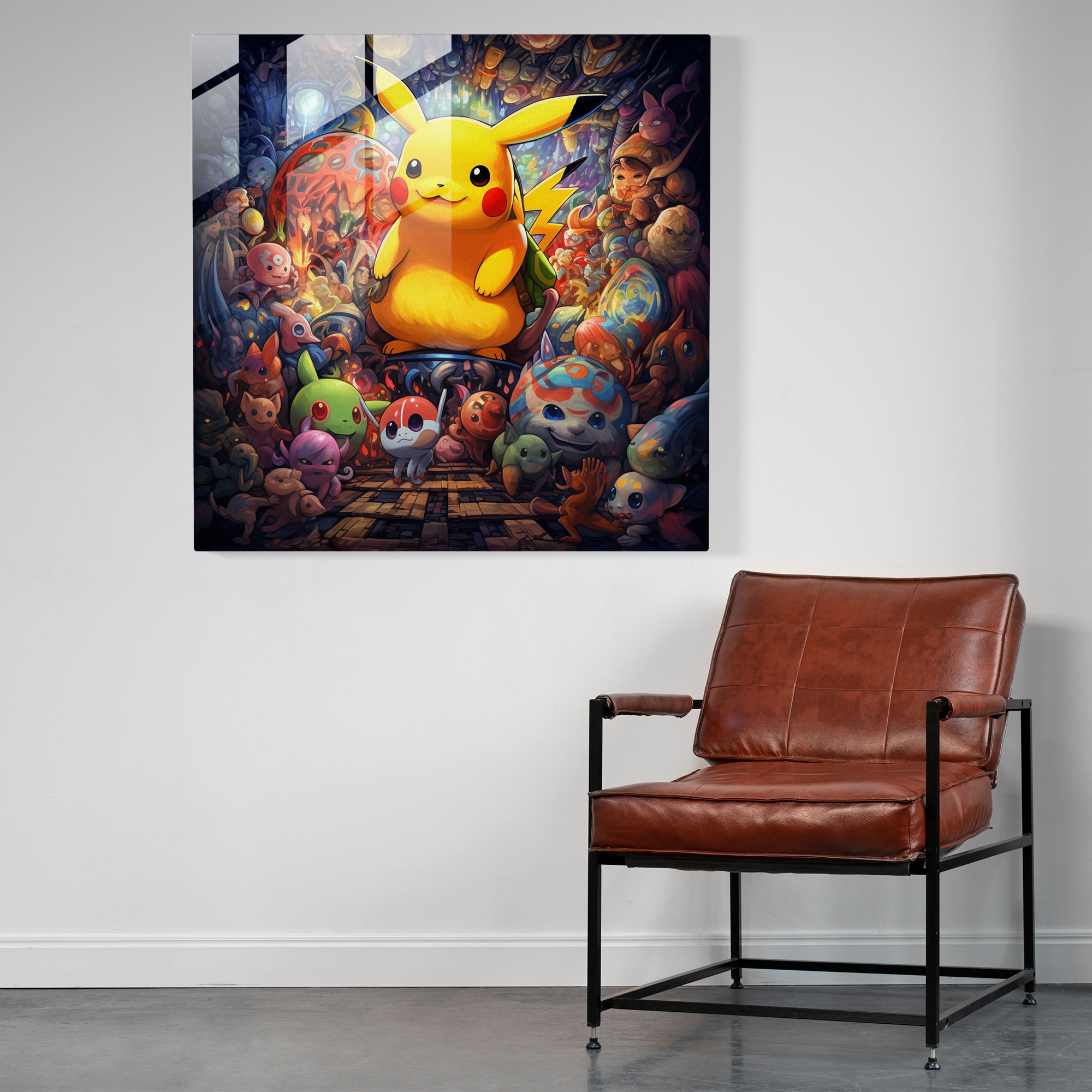 Pixel Art Pokemon Party: Glass Print - Pokemon, Modern Art, Home Decoration, Pikachu