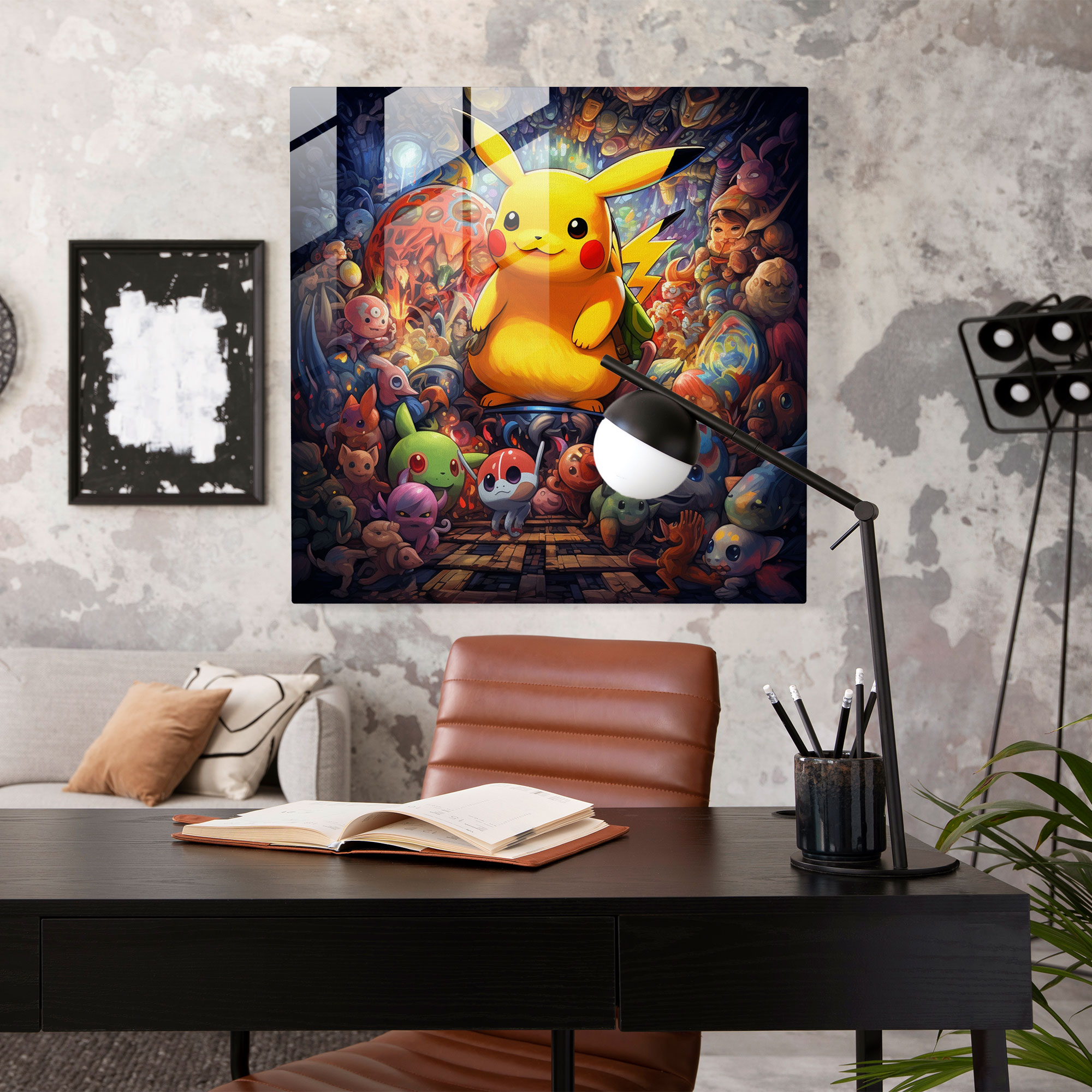 Pixel Art Pokemon Party: Glass Print - Pokemon, Modern Art, Home Decoration, Pikachu
