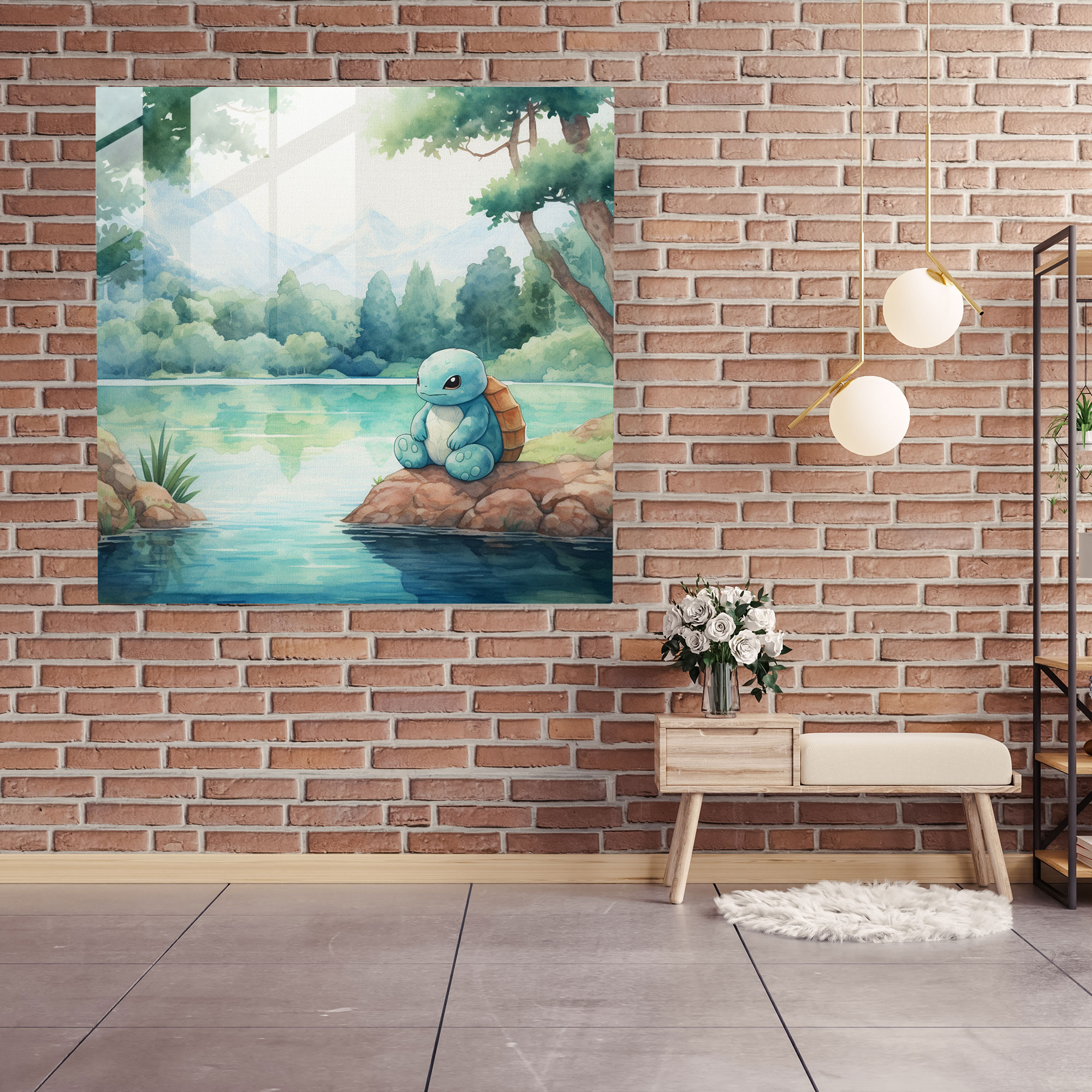 Squirtle Huzur Cam Tablo - Pokemon Modern Sanat Ev Dekorasyonu
