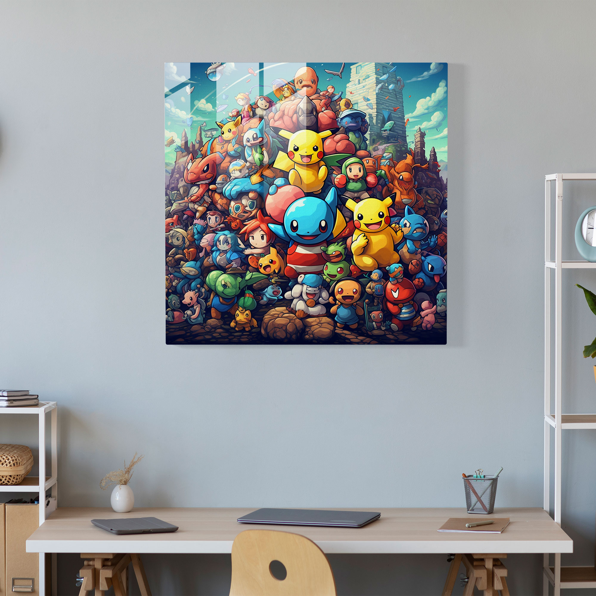 Pixel Pokemon Glass Print - Pokemon, Glass Print, Wall Decoration, Modern Art