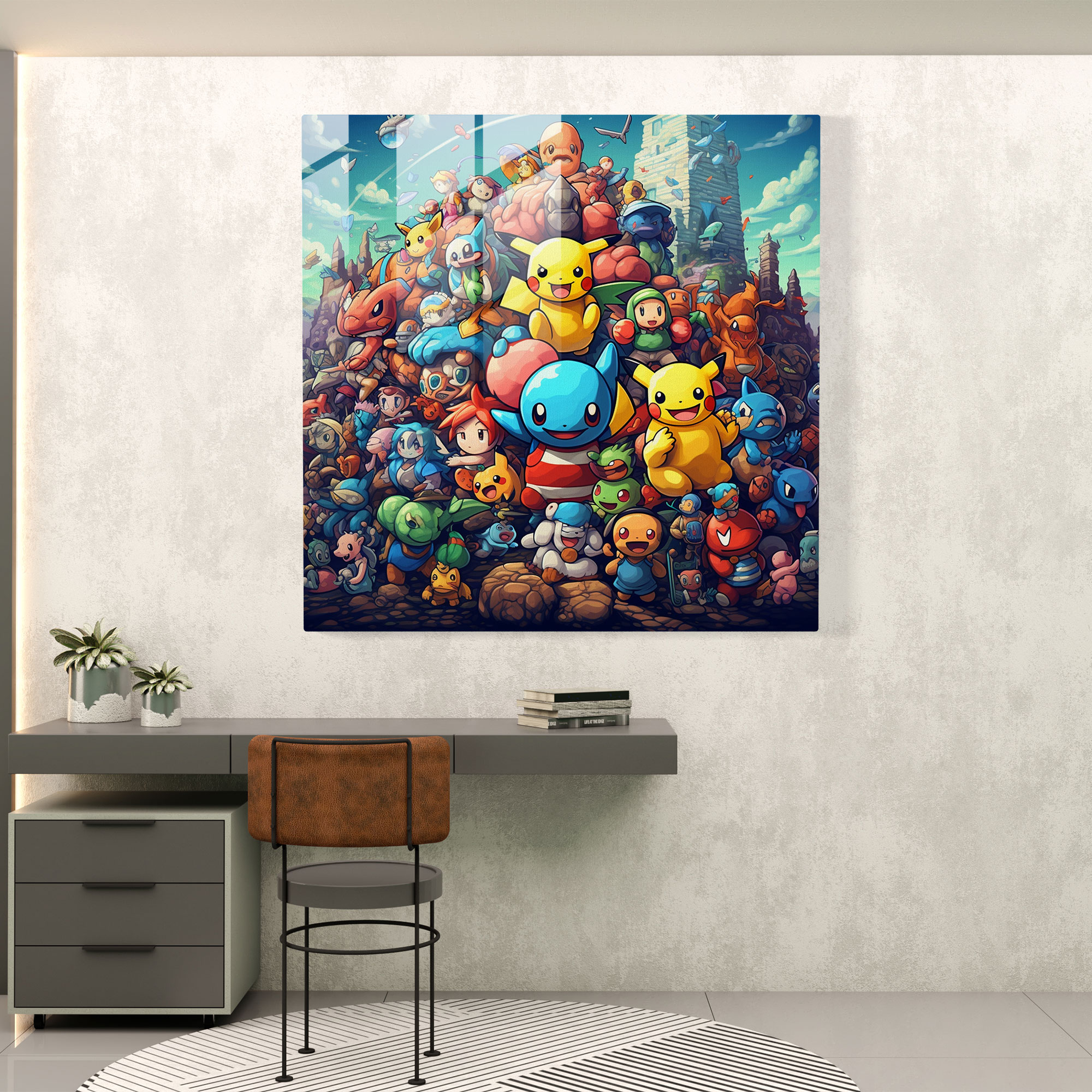 Pixel Pokemon Glass Print - Pokemon, Glass Print, Wall Decoration, Modern Art