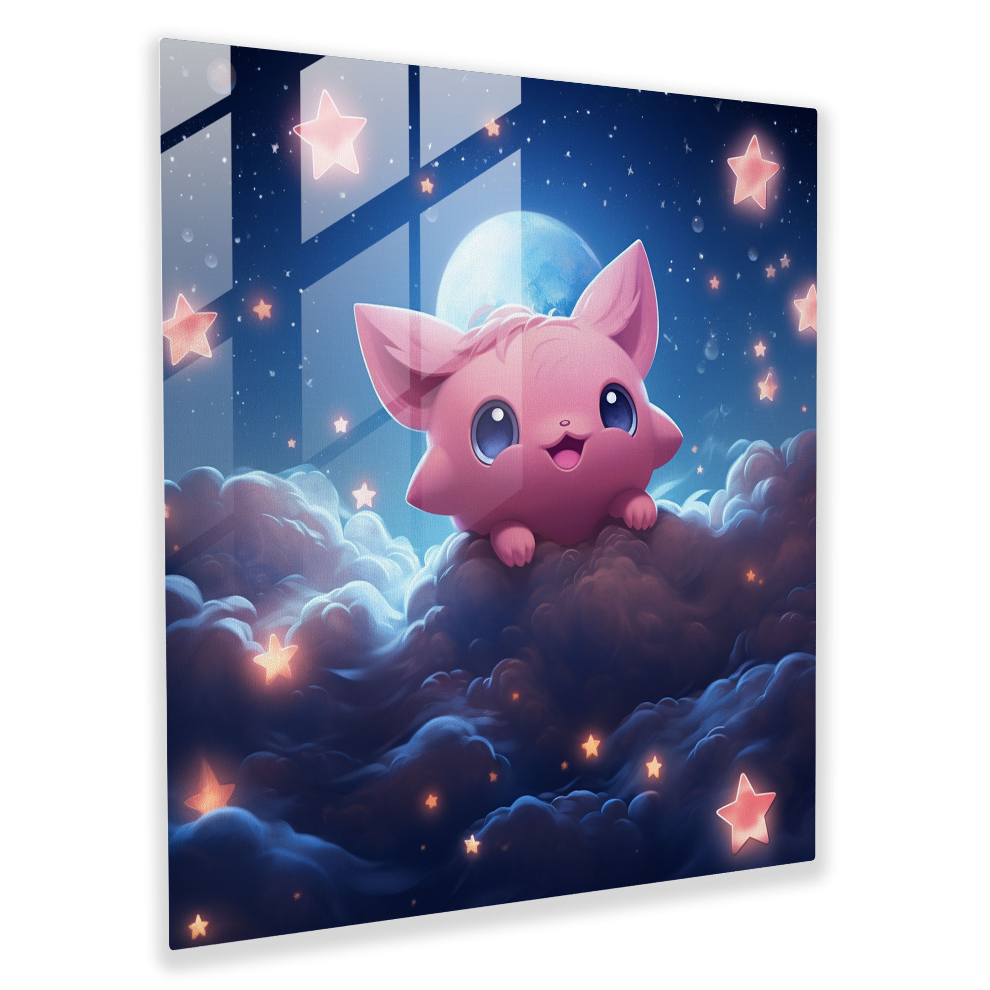Jigglypuff Dreams Glass Print - Pokemon, Wall Decoration, Surreal Digital Painting, Glass Print