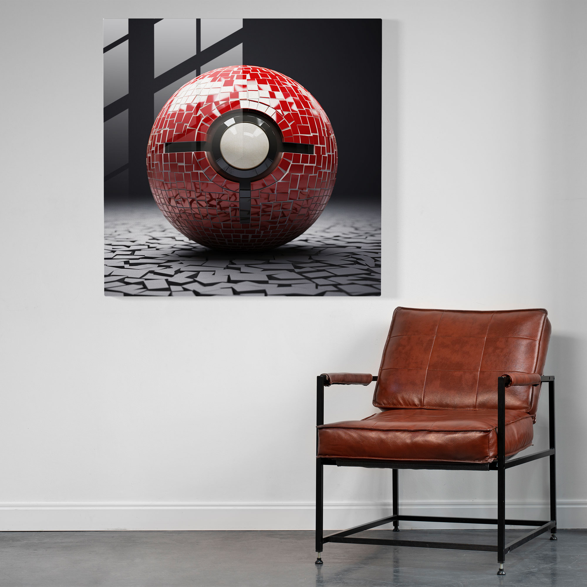Pokeball Mosaic Glass Print - Pokemon, Wall Decoration, Pokeball, Stylish Design