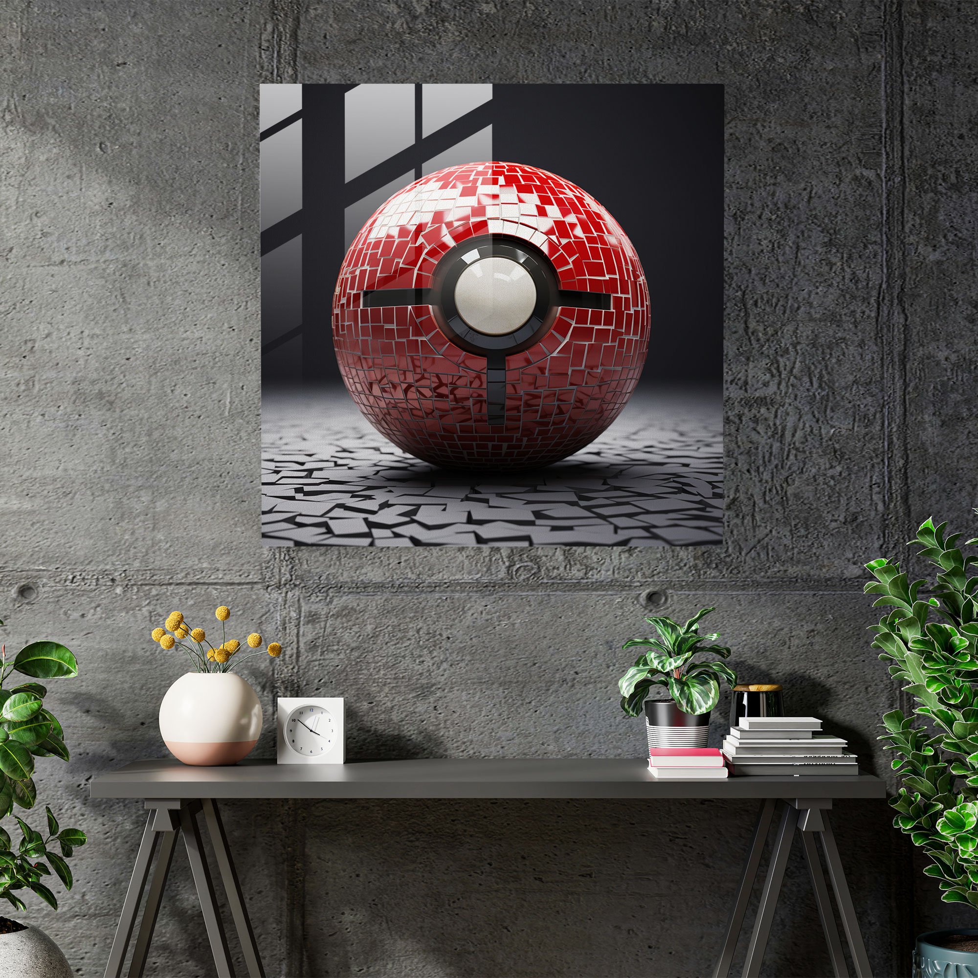 Pokeball Mosaic Glass Print - Pokemon, Wall Decoration, Pokeball, Stylish Design